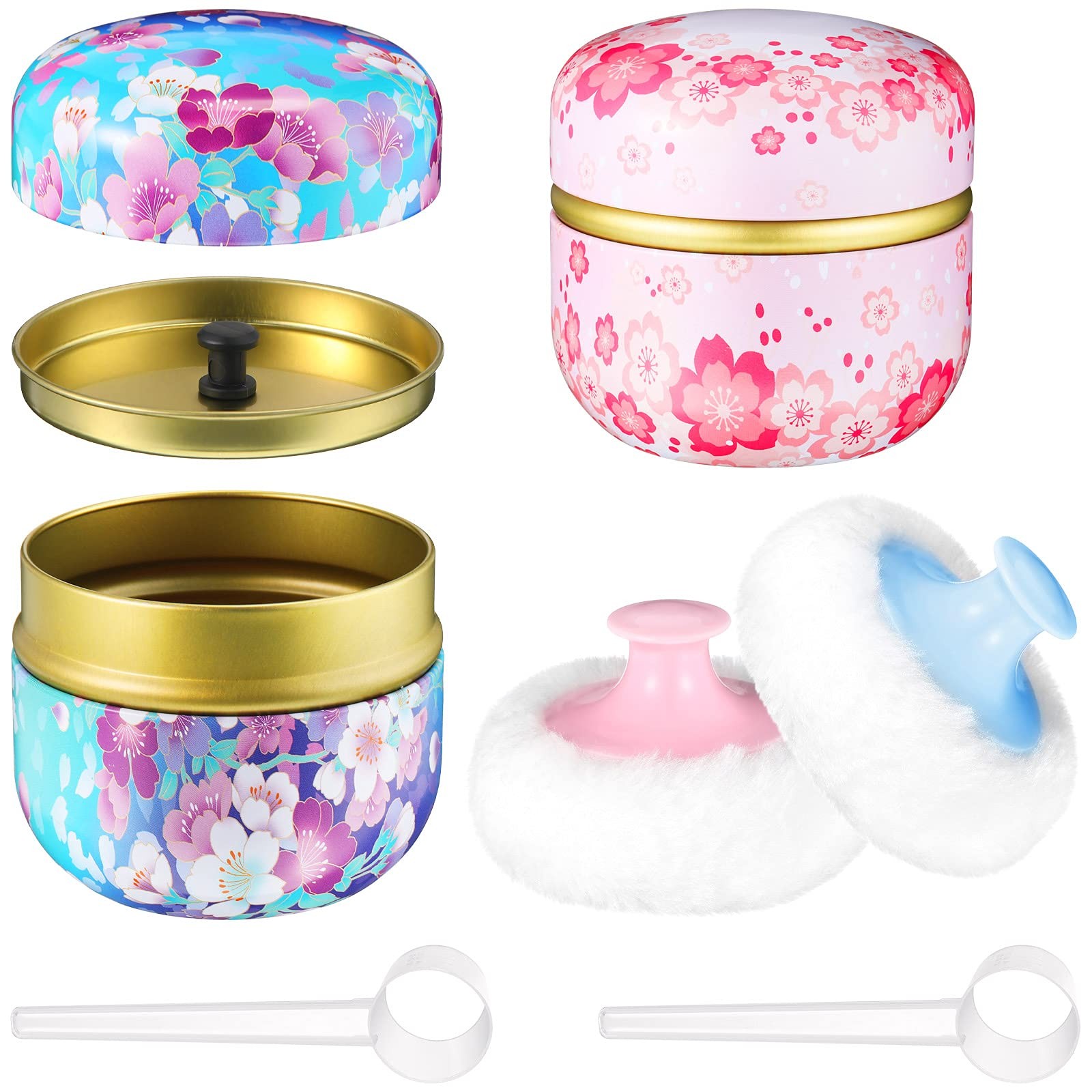 Chengu 2 Sets Body Powder Puff and Container, 2 Soft 2 Count (Pack of 1)