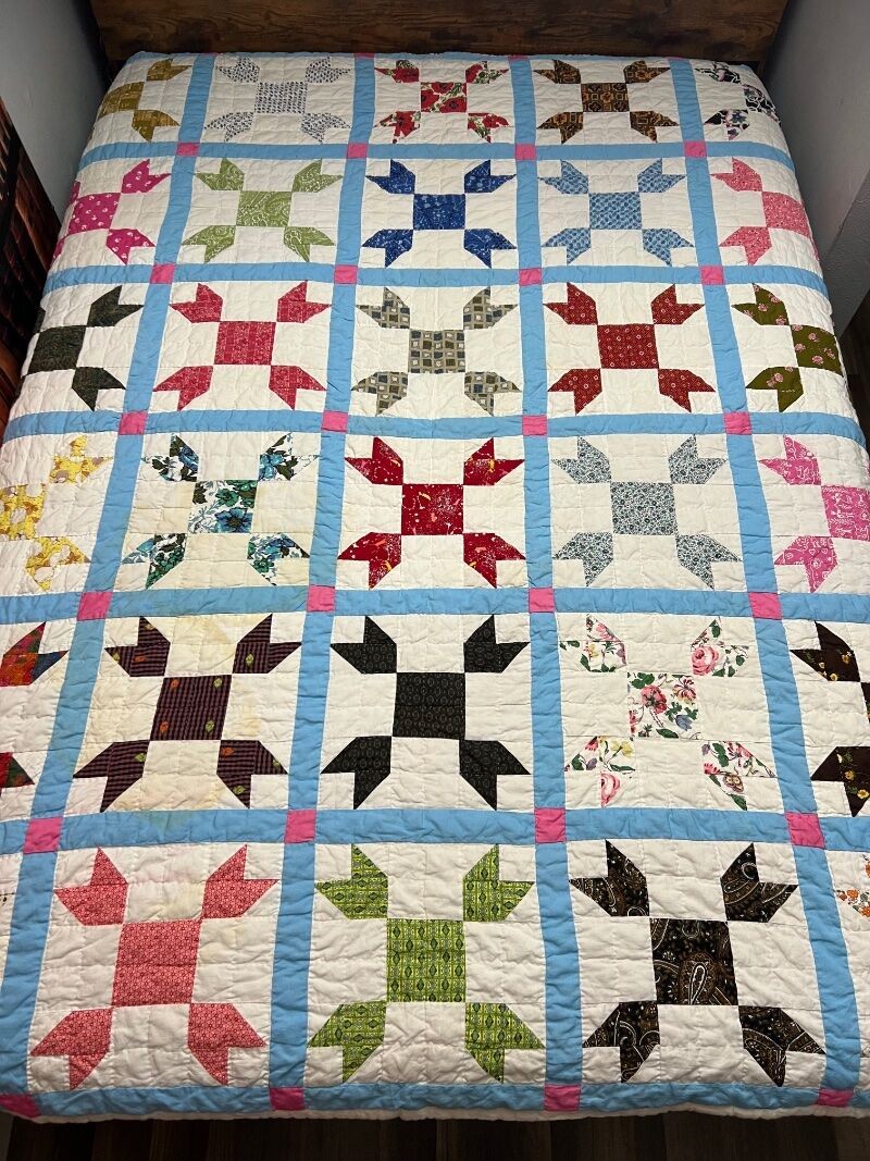 #857 Vintage Handmade  1950\'s Patchwork Quilt  66\
