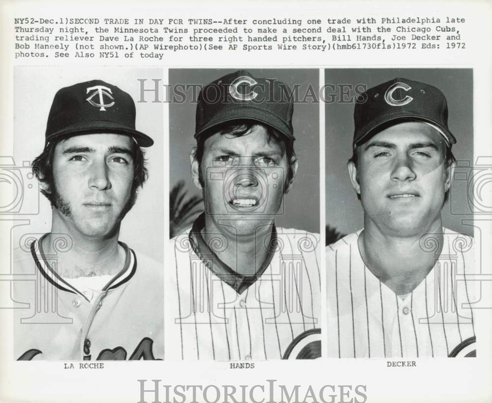 1972 Press Photo Dave La Roche of the Twins traded for Hands and Decker