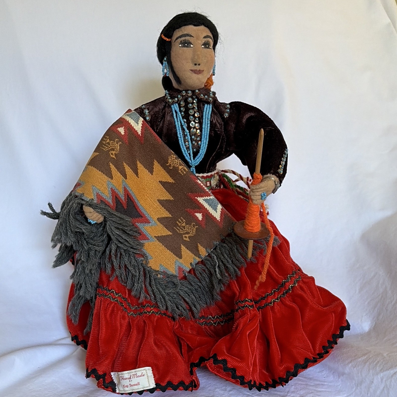 RARE Vtg Large Kay Bennett Handmade Navajo Doll in Elaborate Traditional Costume