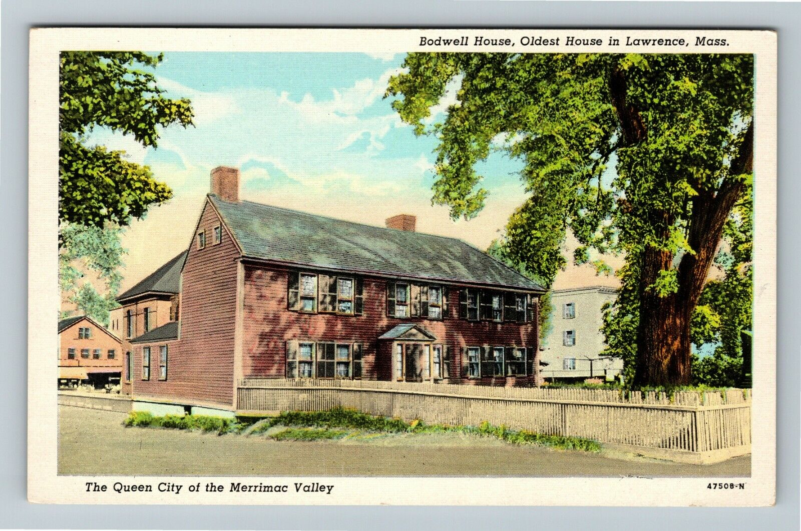Lawrence MA-Massachusetts, Bodwell House Vintage Souvenir Postcard