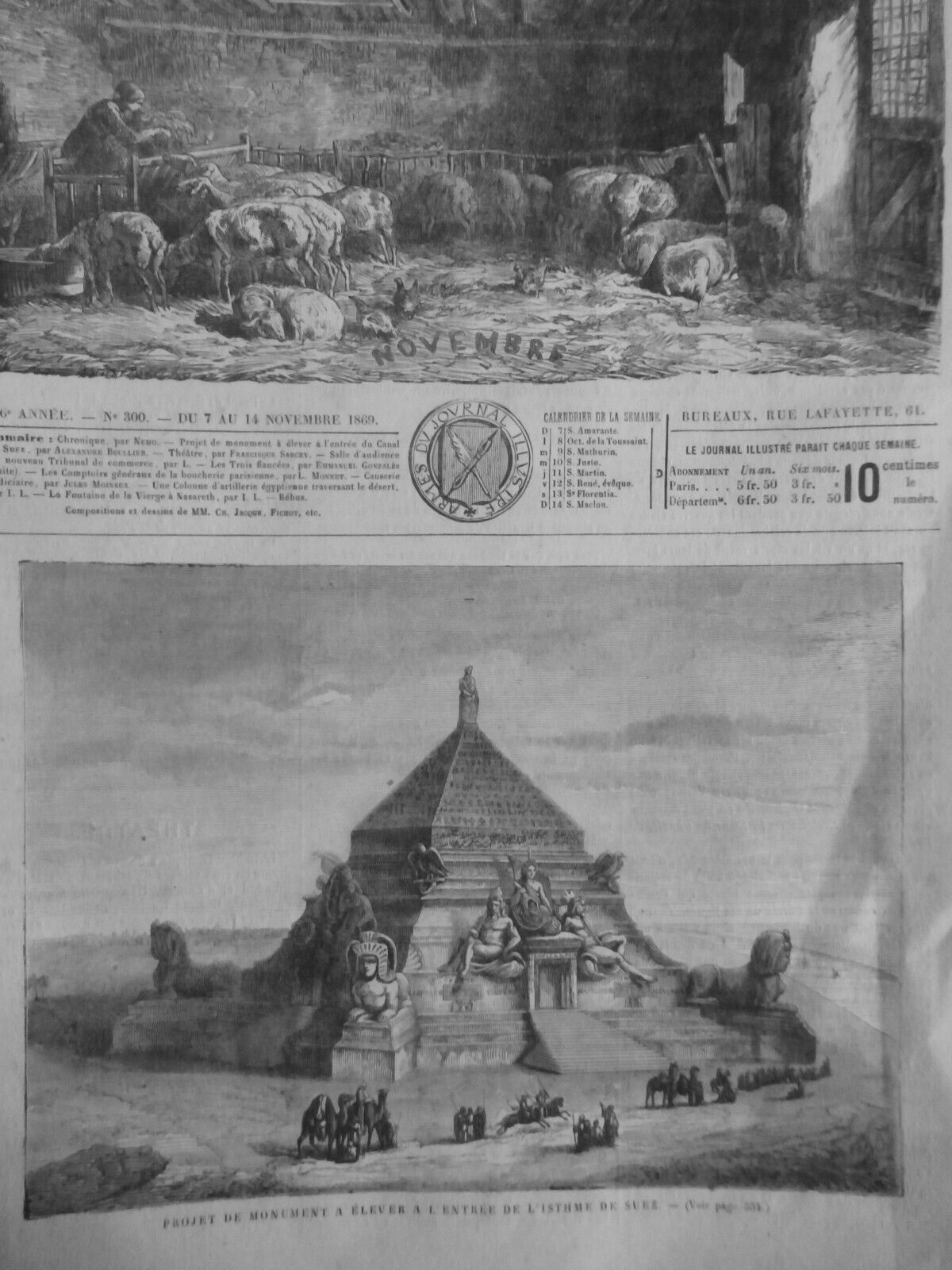 1953 1869 Egypt Channel Isthmus Of Suez Chioce Temple Pharaoh 18 Newspapers Loca