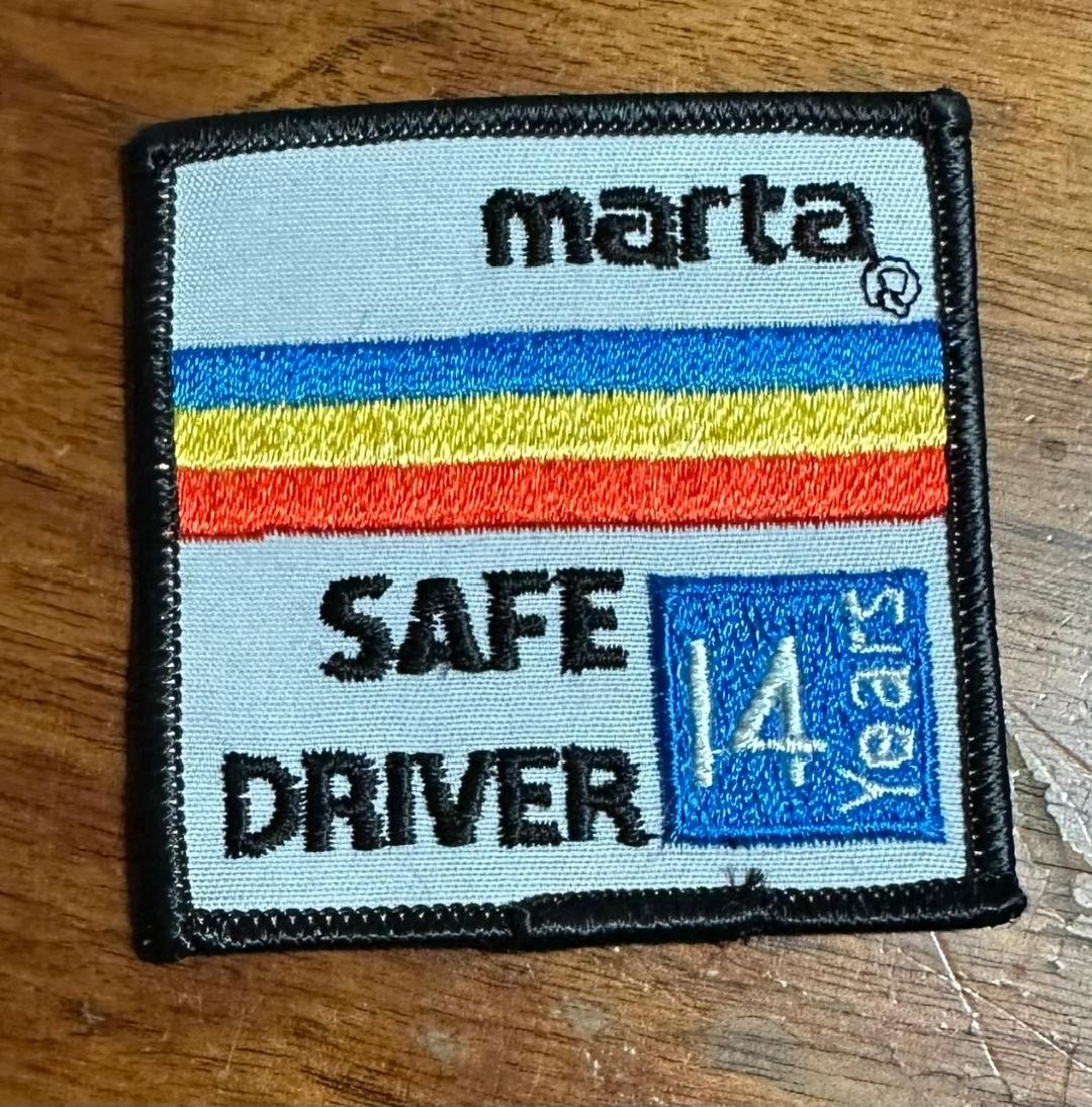 1990\'s  MARTA Transit Atlanta Georgia Safe Driver 14 Years Arm Bus Subway Patch