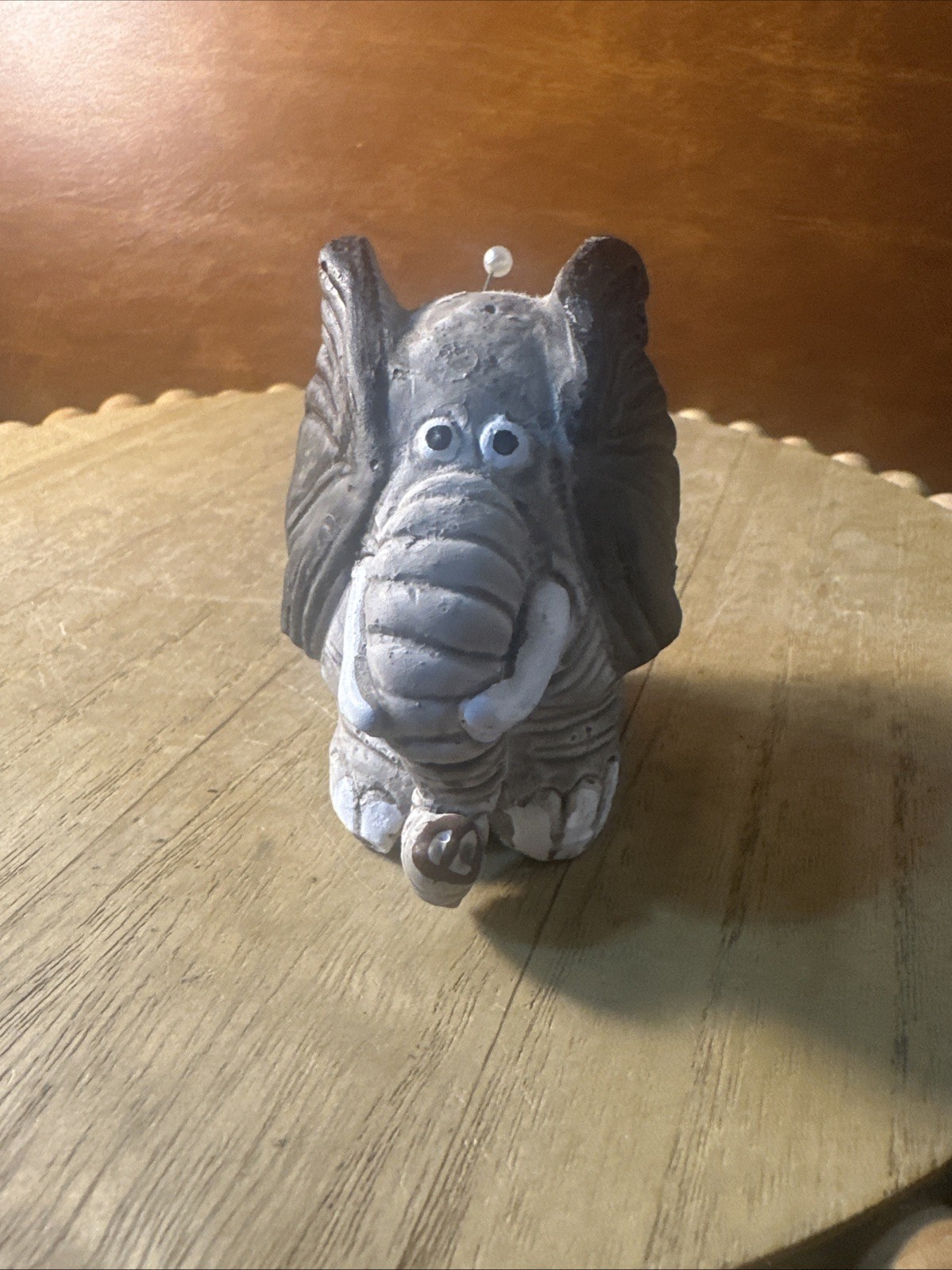Vintage Elephant Pin Ceramic Green Felt PinCushion