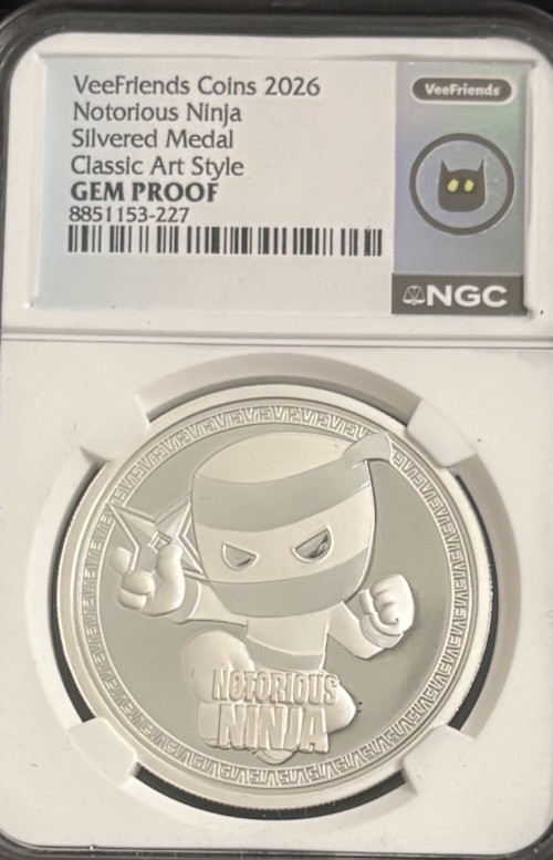 VeeFriends 2026 Notorious Ninja Silver Medal Classic Art Style GEM PROOF