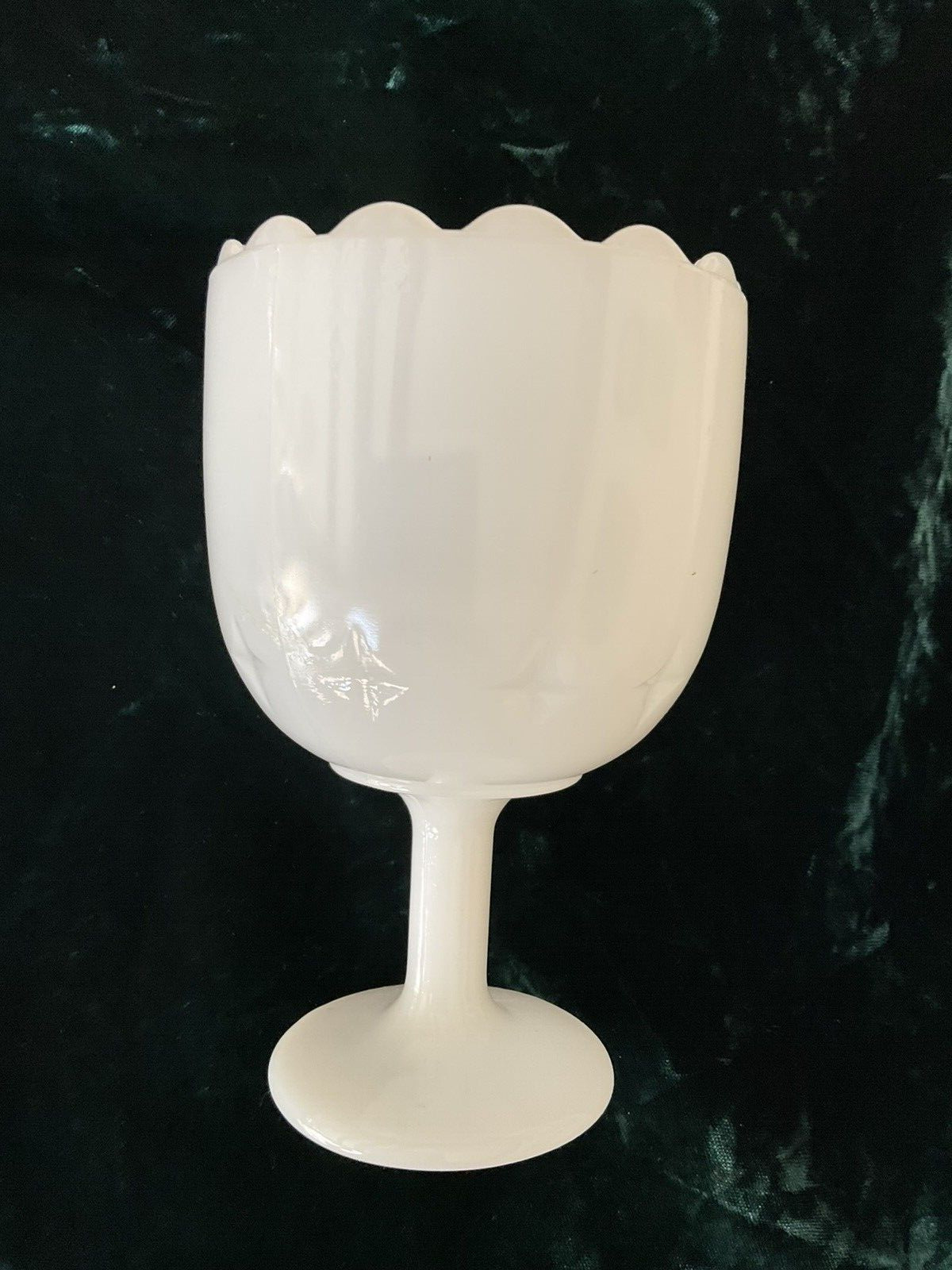 Vintage Milk Glass Stem Goblet Vase Planter Star Pattern Pedestal 6-1/4\