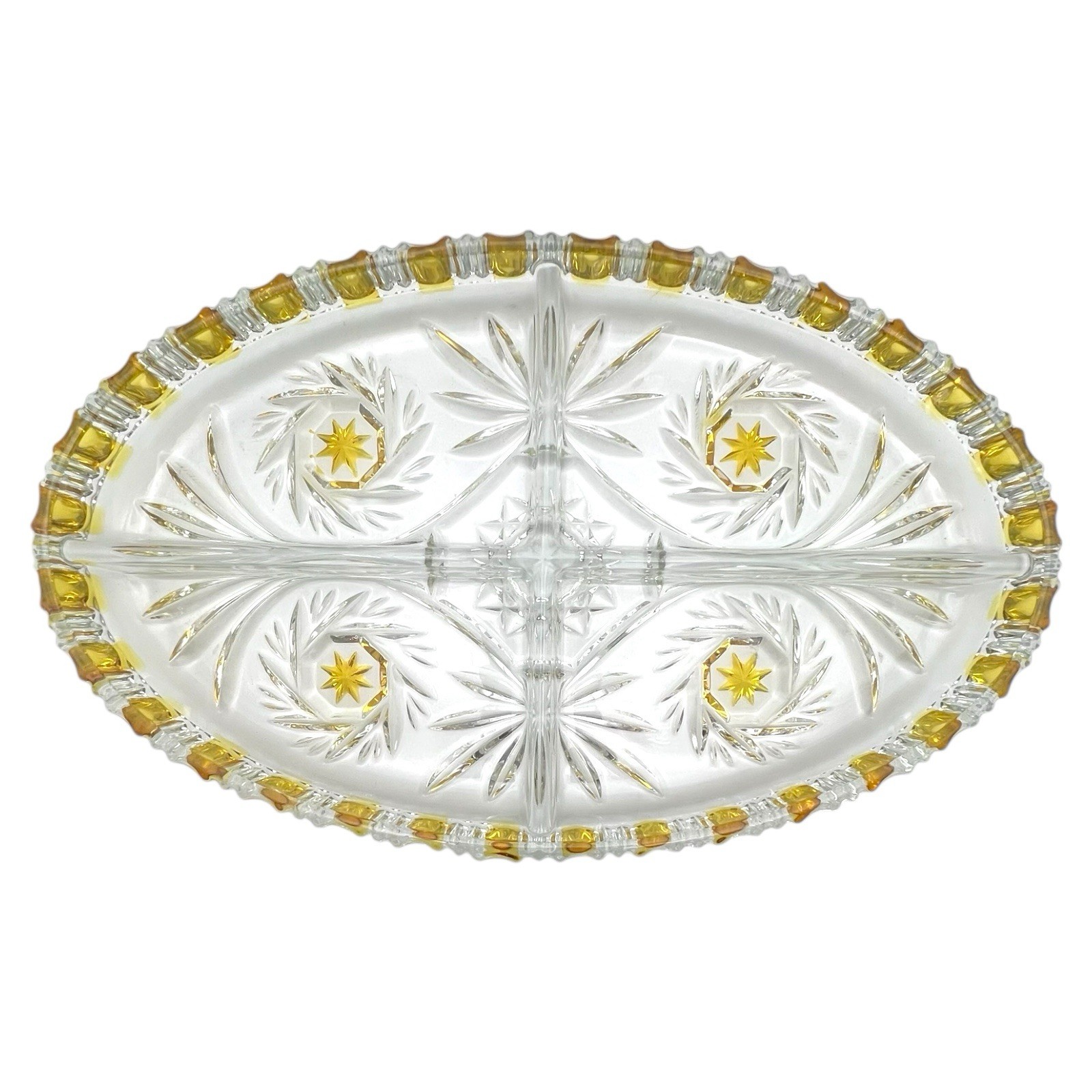 Vintage Walther Kristall Glas Komet Series 4 Section Divided Serving Dish Mikasa Vintage Walther Kristall Glas Komet Series 4 Section Divided Serving Dish Mikasa