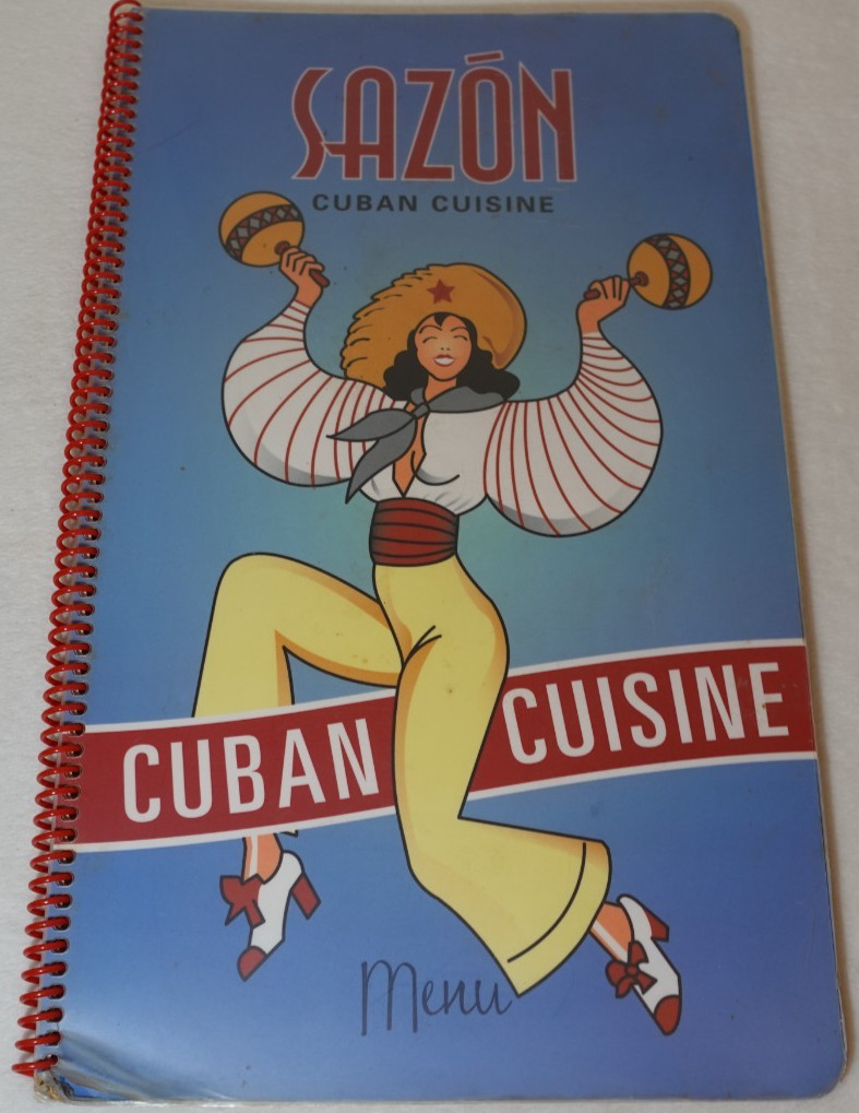 Sazon Cuban Cuisine Collins Ave Miami Beach Original Collectible Restaurant Menu