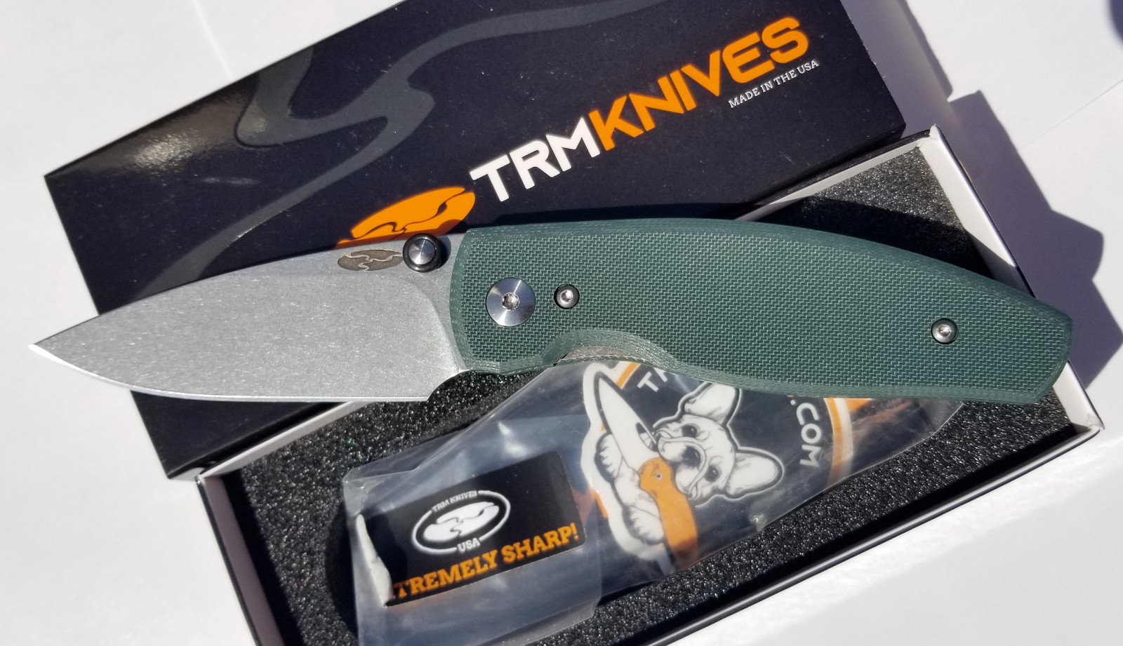 Three Rivers Mfg. (TRM) Neutron 2 - Forest Green G10 Flat - MagnaCut Blade USA