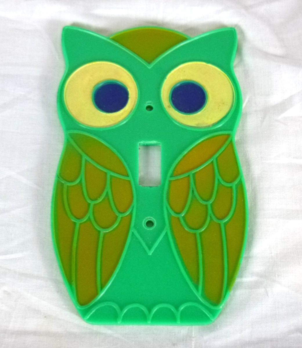 Vtg 1968 Chadwick Miller GROOVY Owl Switch Plate Cover Eyes GLOW in the Dark