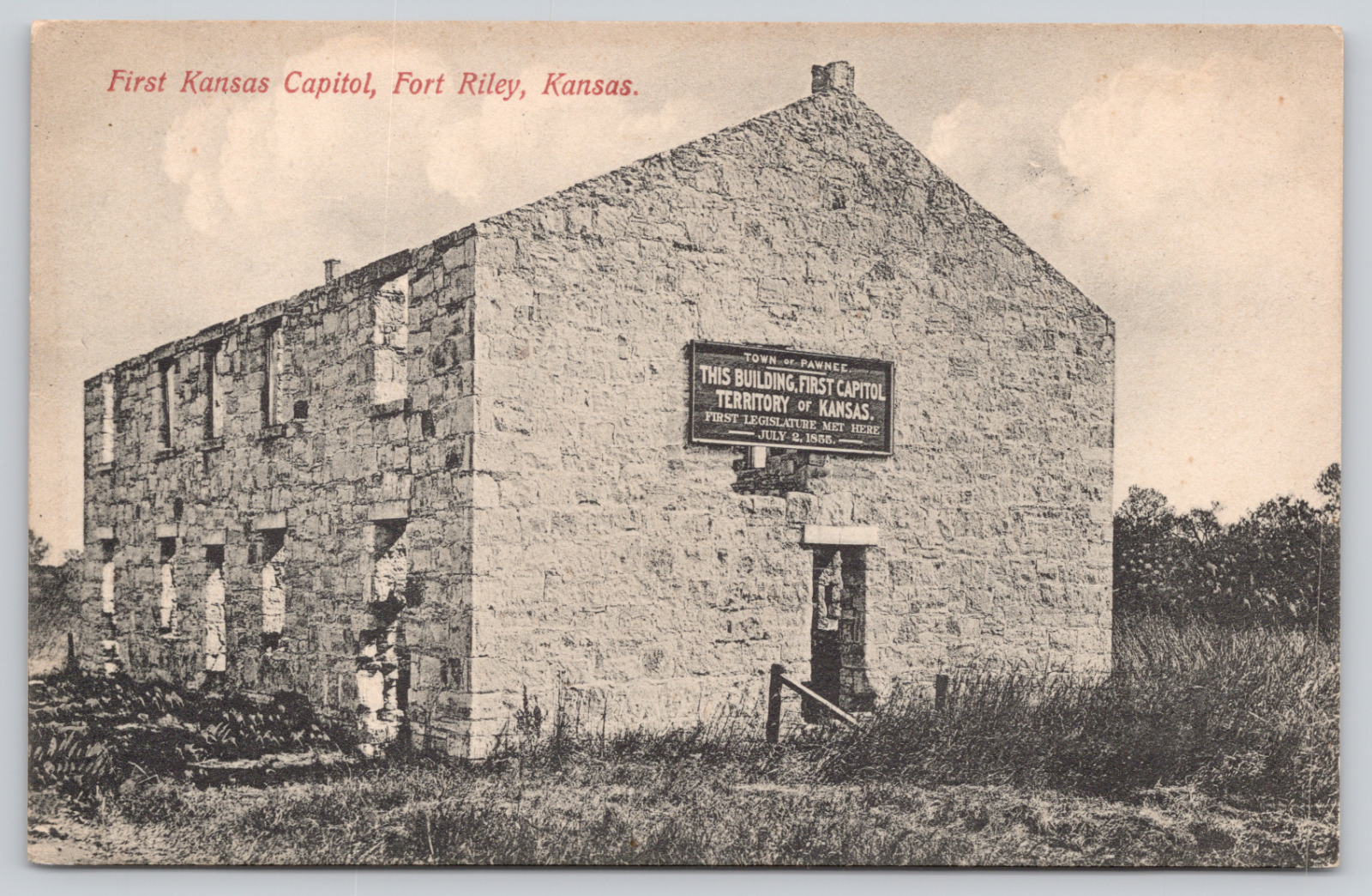 Postcard Fort Riley, Kansas, First Kansas Capital A690