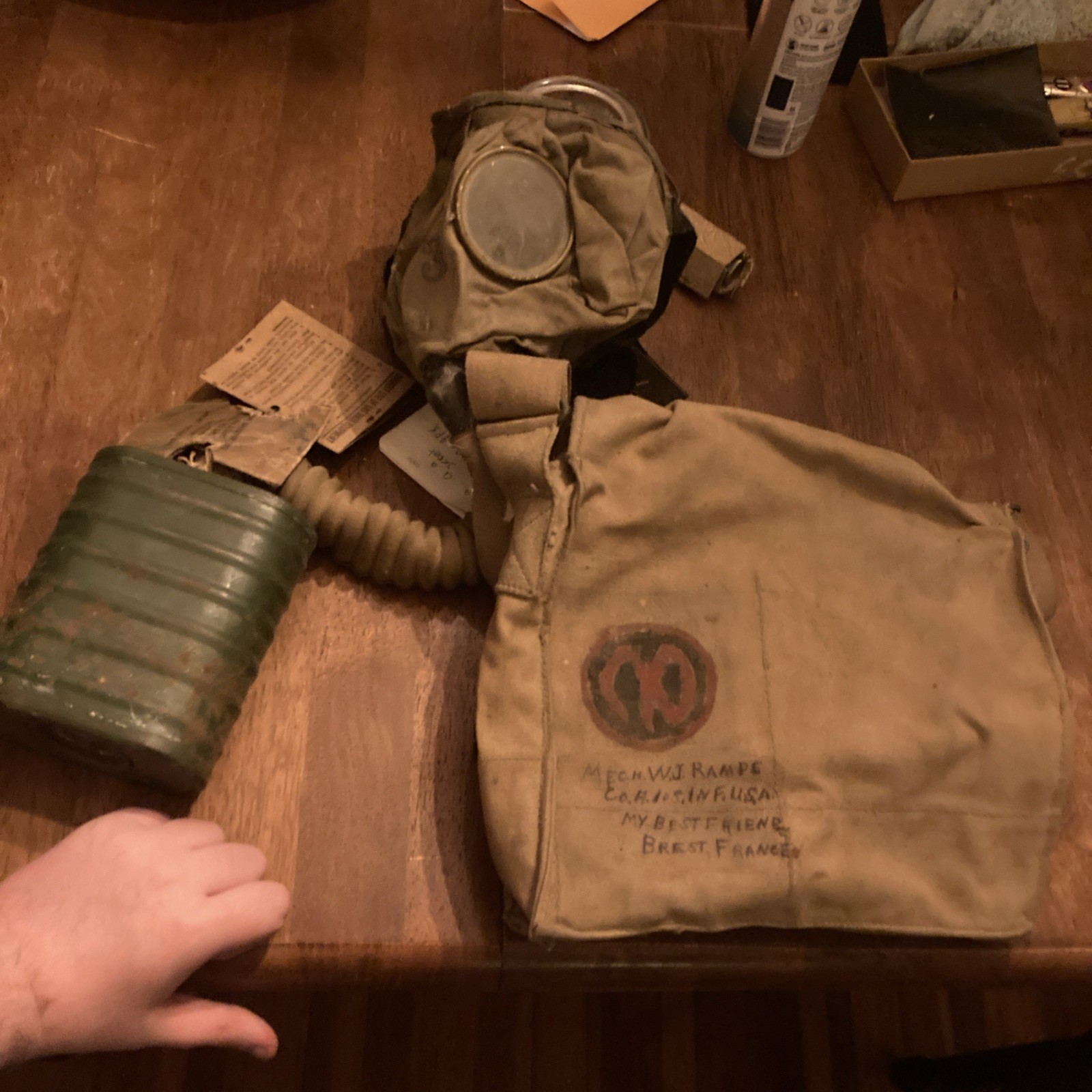 WWI US Army M1917 Gas Mask 27th Division 105th Inf ID’d Mechanic Rampe Complete