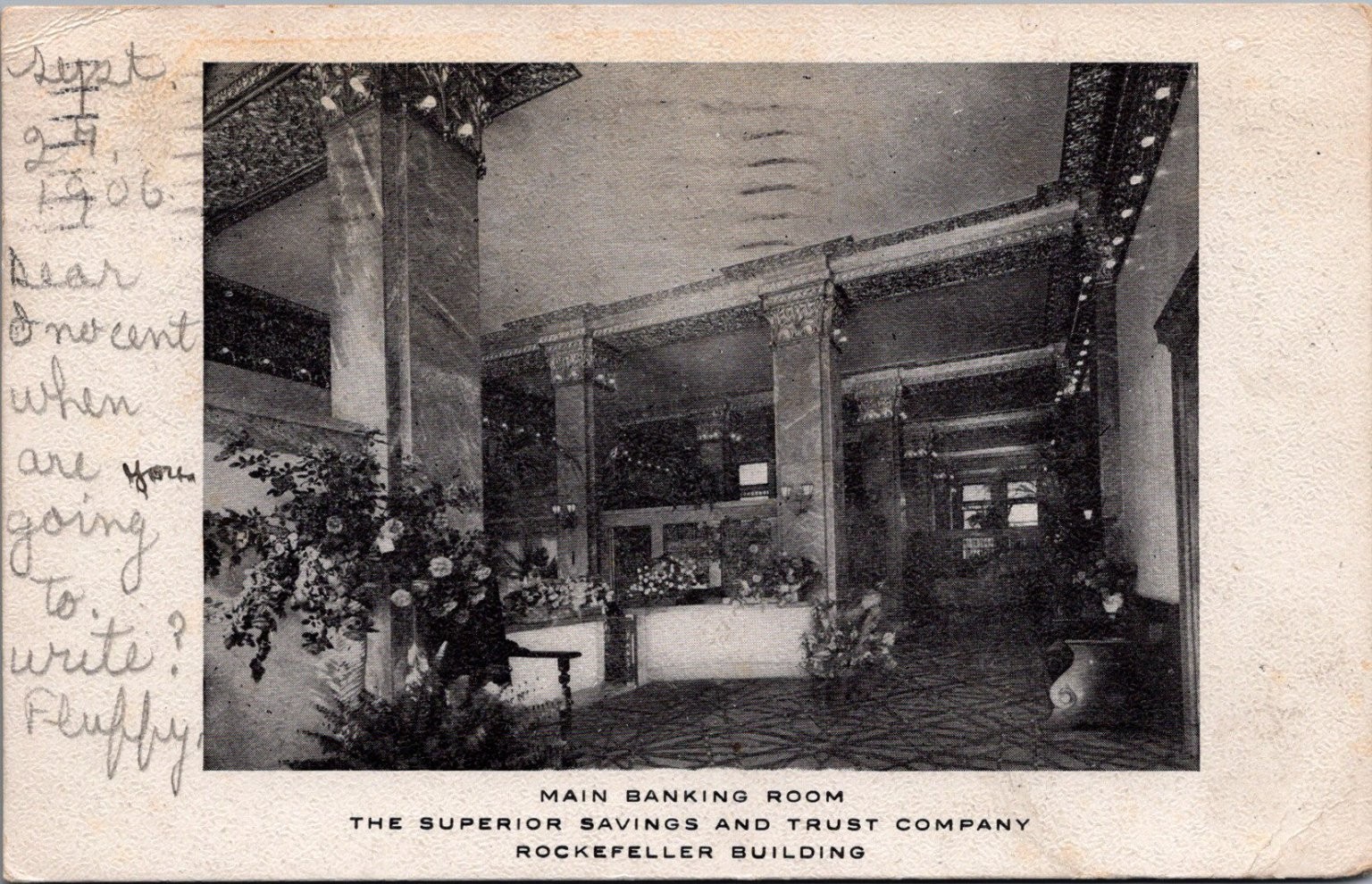 1906 Cleveland OH Rockefeller Bldg Superior Savings Trust Main Banking Room