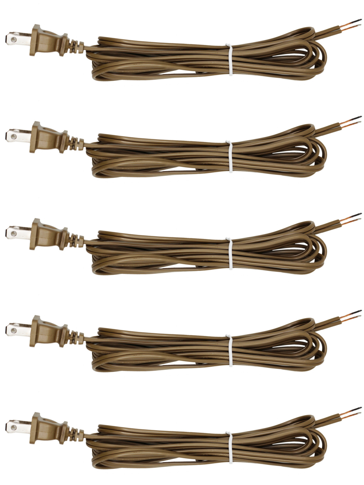 Antique Lamp Cord, 8 Foot Long Replacement Repair Part, 18/2 SPT-1 Wire - 5 Pack