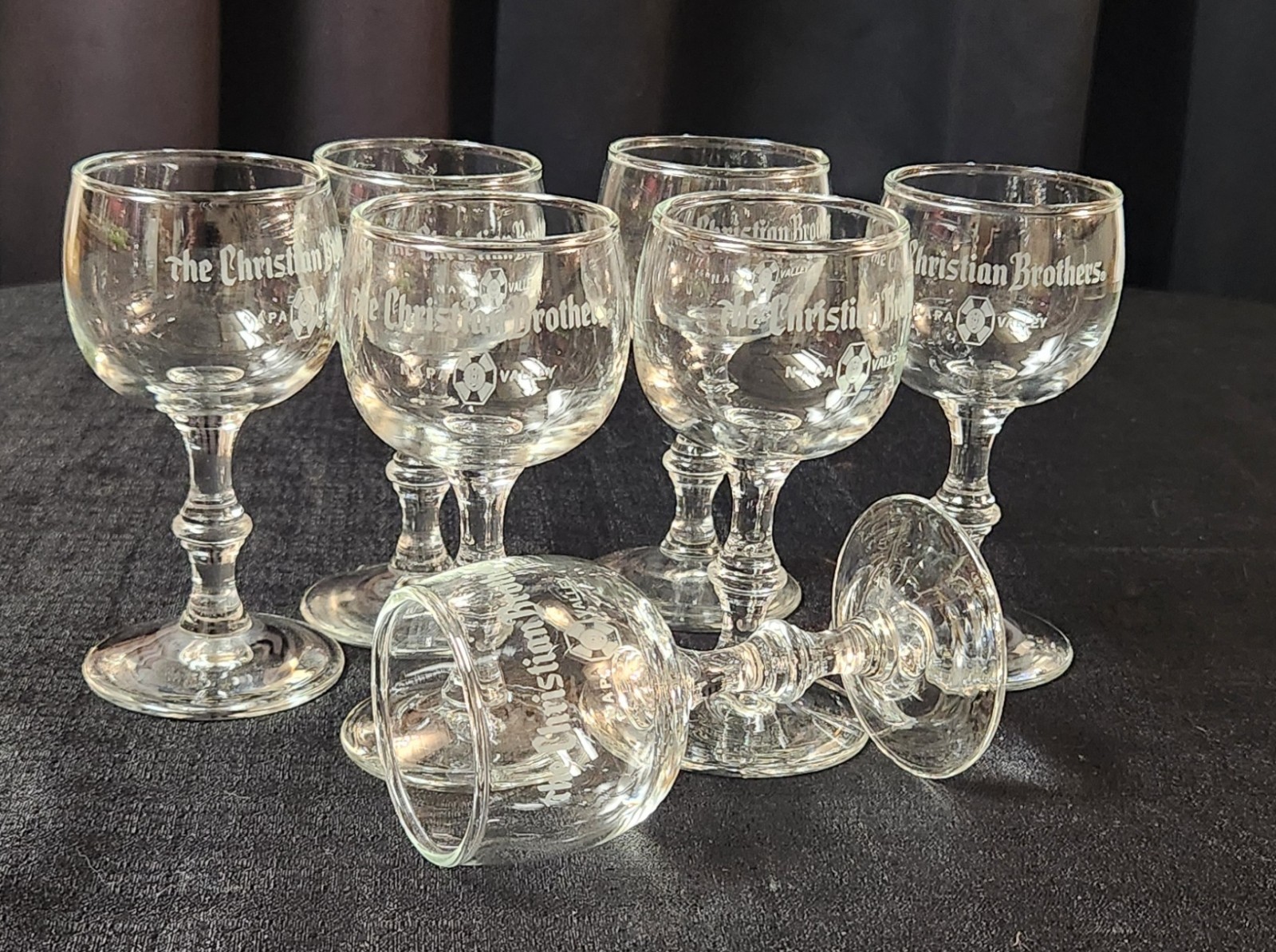 Vintage Christian Brothers Wine Tasting Glasses Set of 7