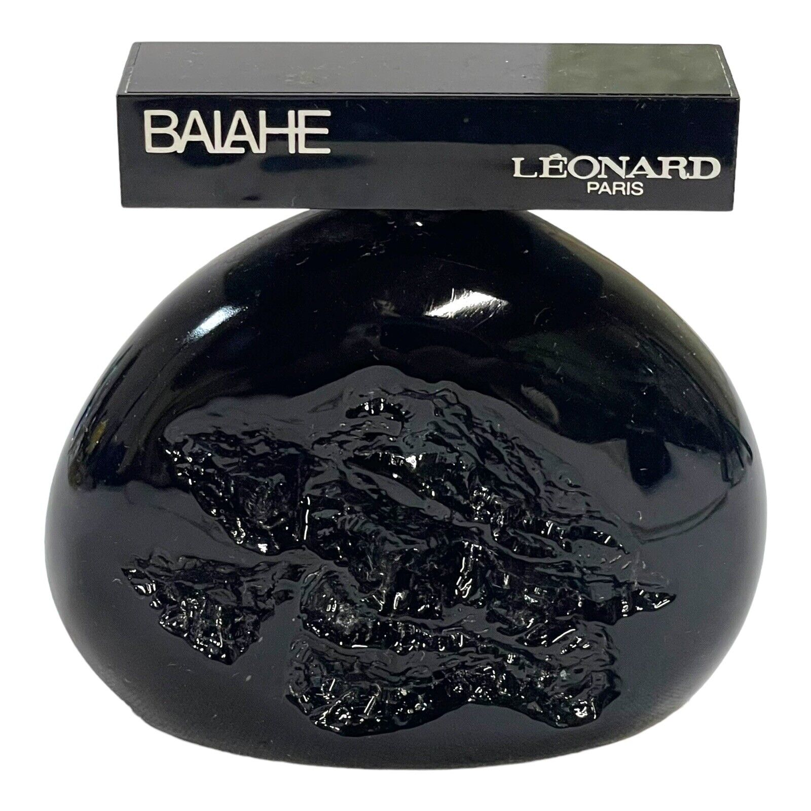 Balahe' by Leonard Paris black glass vintage perfume bottle, empty Art Deco