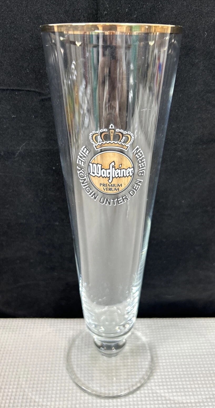 Warsteiner 0.4L Tall Beer Pilsner Glass Gold Rim 0.4 Liter Barware EUC
