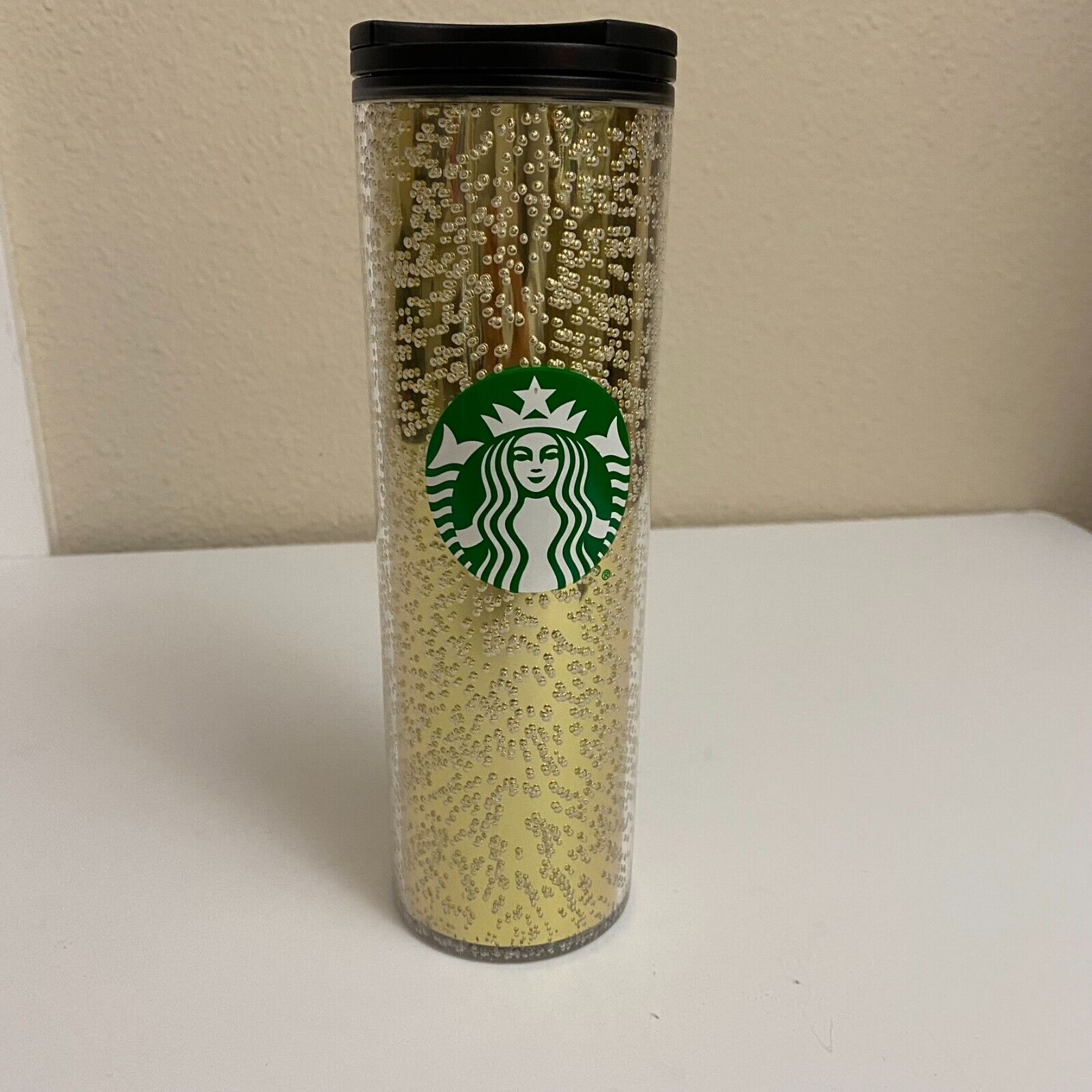 Starbucks Hot Tumbler Cup Holiday 2020 GOLD Bubbles Christmas 16 oz