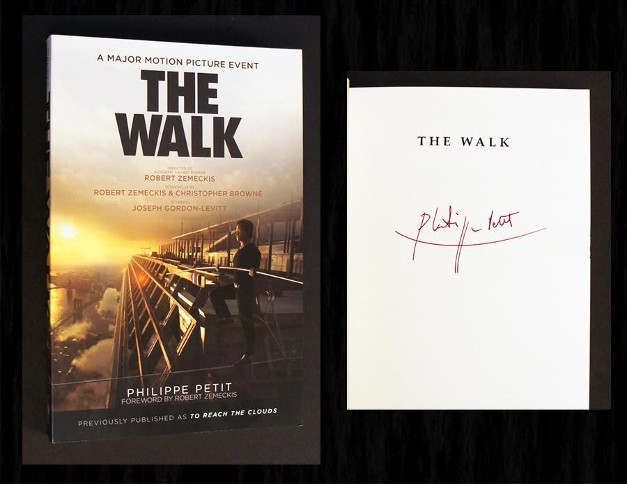 PHILIPPE PETIT SIGNED softcover edition of THE WALK (World Trade Center NYC)