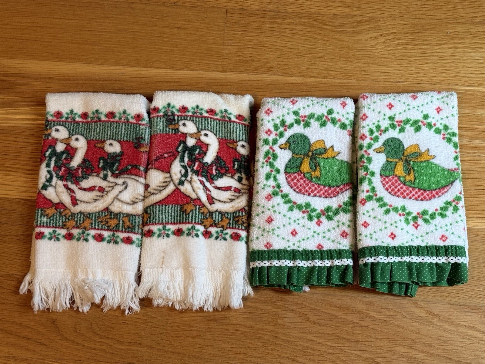 Vintage Royal Terry Christmas Finger Towels Lot Goose & Duck Holiday Birds Set Vintage Royal Terry Christmas Finger Towels Lot Goose & Duck Holiday Birds Set