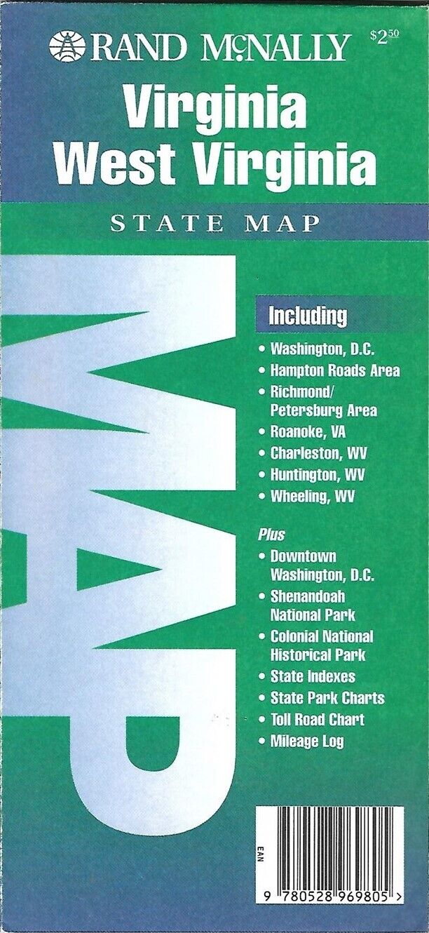 1992 Rand McNally Road Map VIRGINIA / WEST VIRGINIA Charleston Wheeling Richmond