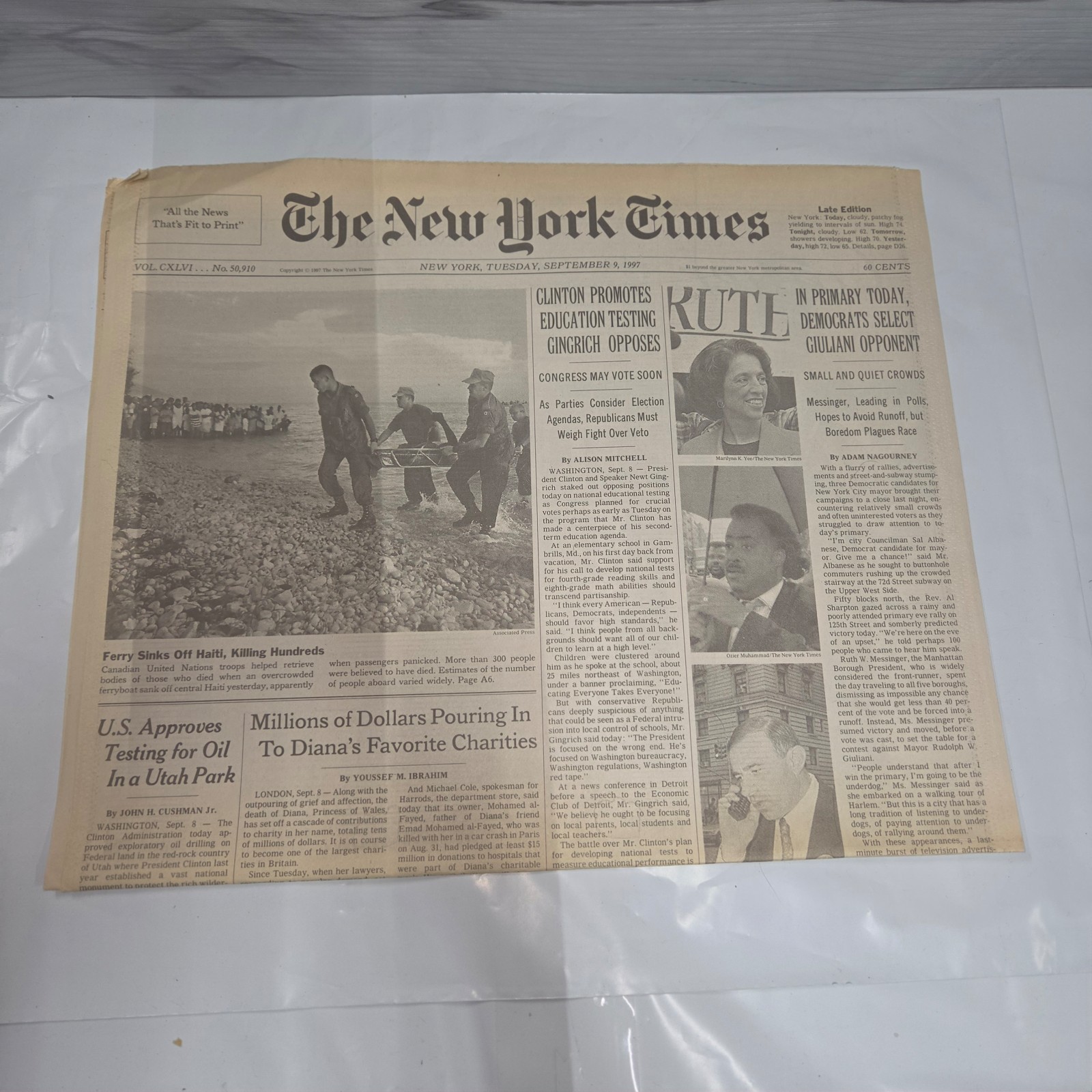 New York Times Sept 9 1997 Haiti Ferry Disaster Princess Diana Charities New York Times Sept 9 1997 Haiti Ferry Disaster Princess Diana Charities