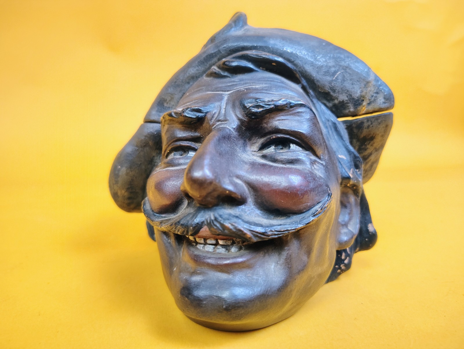 Antique Johann Maresch Terracotta Figural Tobacco Humidor Jar Sailor Bust JM 889