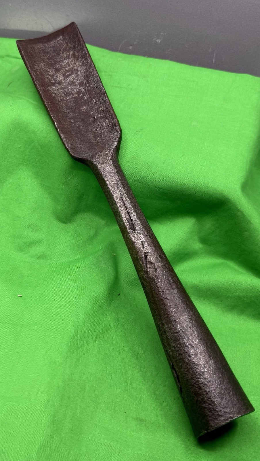 Lg. Antq Cast Iron Timber Framing  U-Gouge Chisel (14” Long x 2-1/4” Wide)