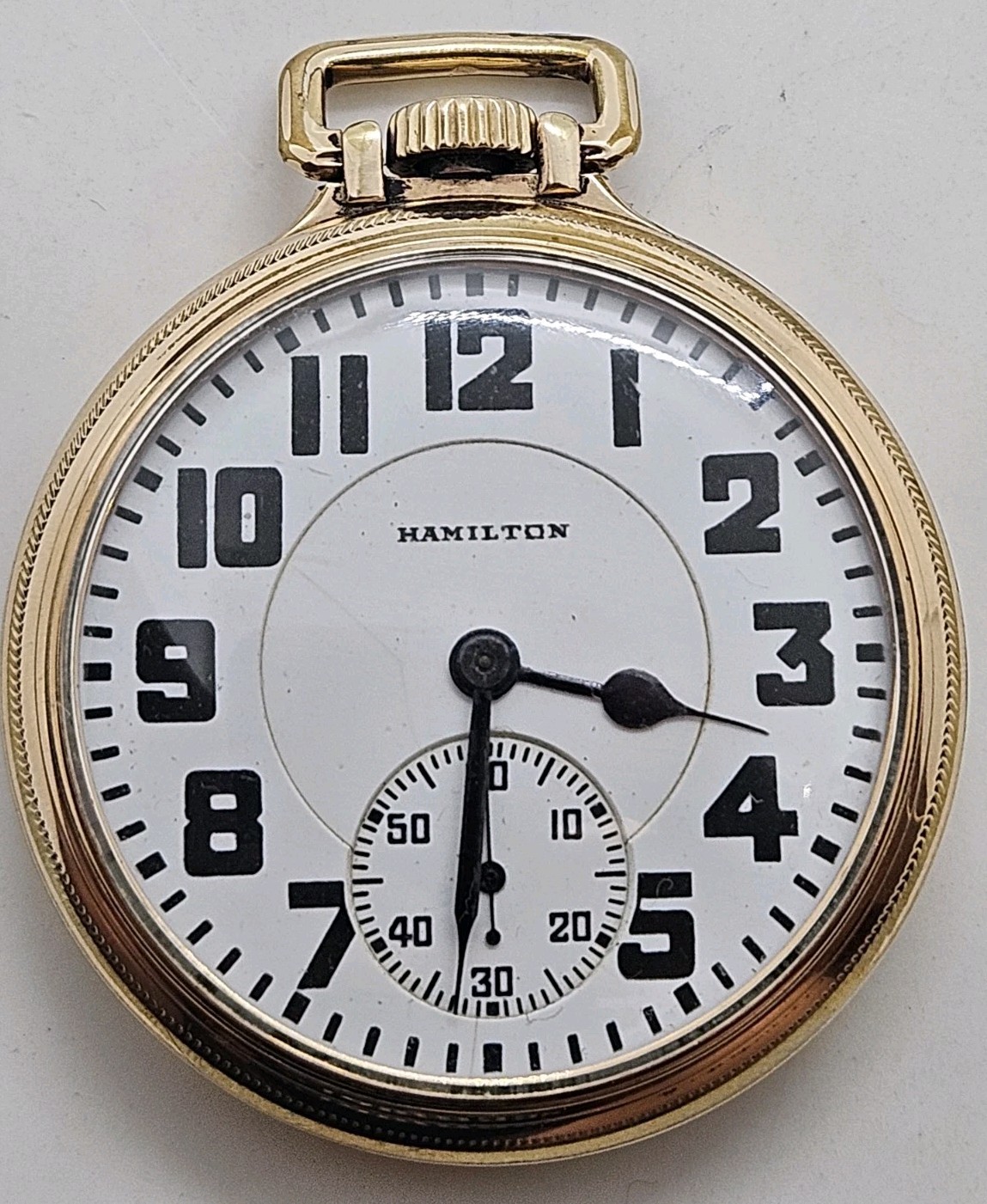 Antique 1930 HAMILTON RR 21J Railroad Grade 992 10K G.F. Gold Pocket Watch 16s