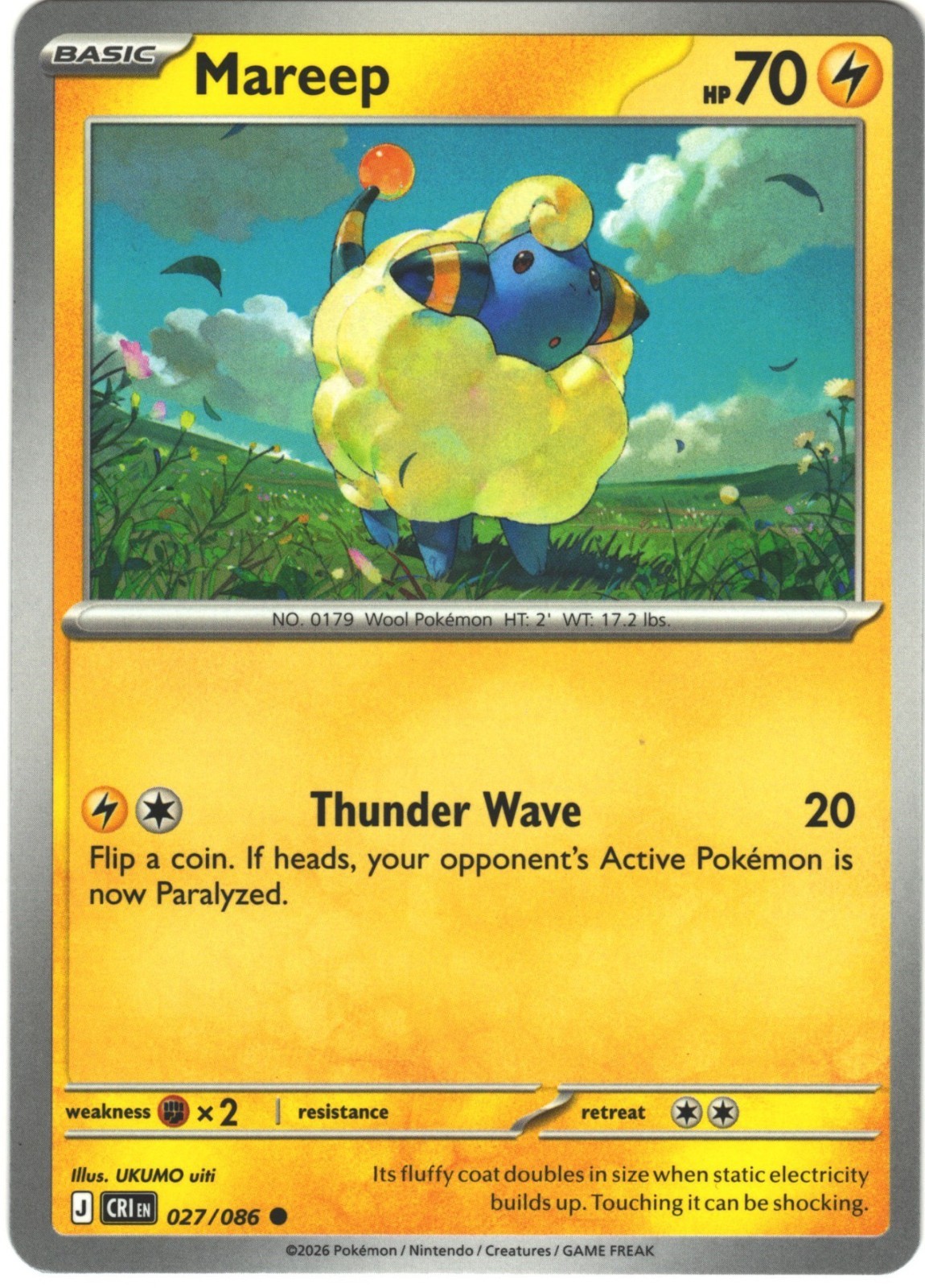 Pokemon  Chaos Rising :  CG Pokémon Mareep Mareep Common