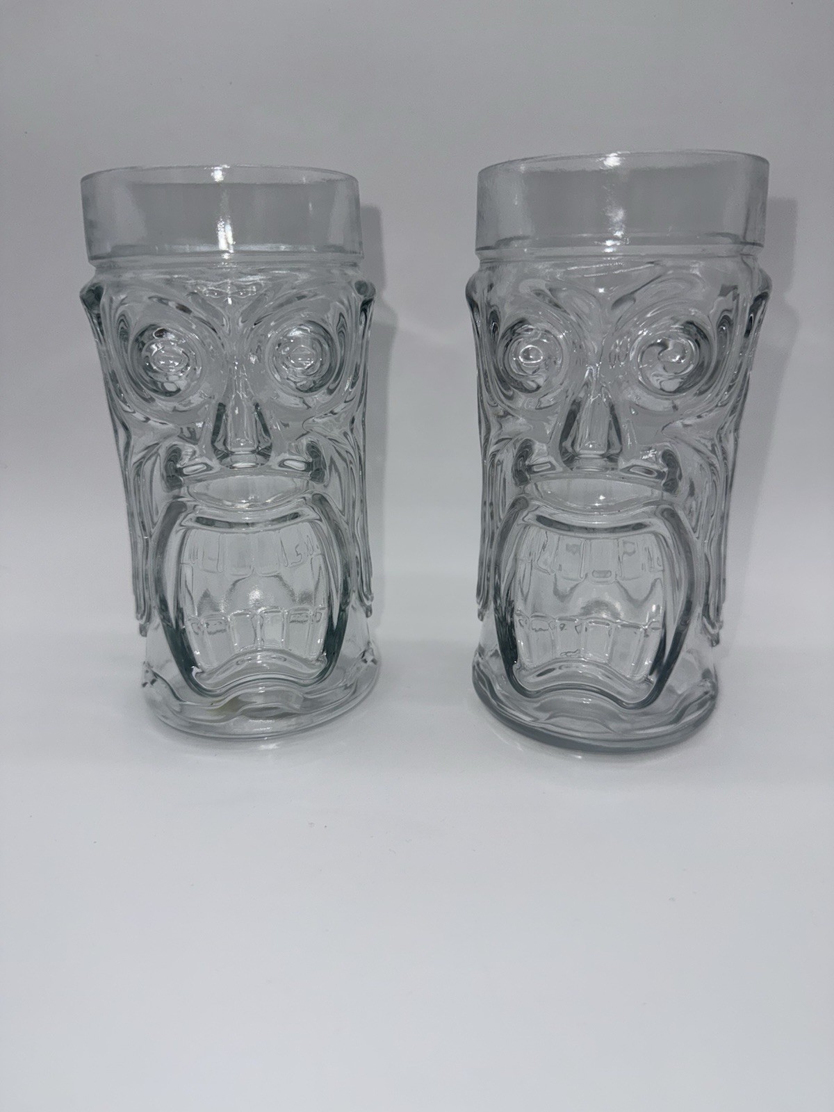 2 Vintage Tiki Glass Anchor Hocking Clear Tumbler 16 oz Hawaii Bar Highball Cup 