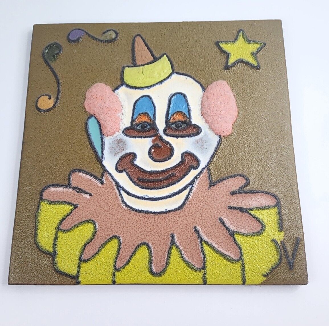 Vintage Clown FRANSISCAN Interpace Terra Tile Large Mid Century Floor USA MADE