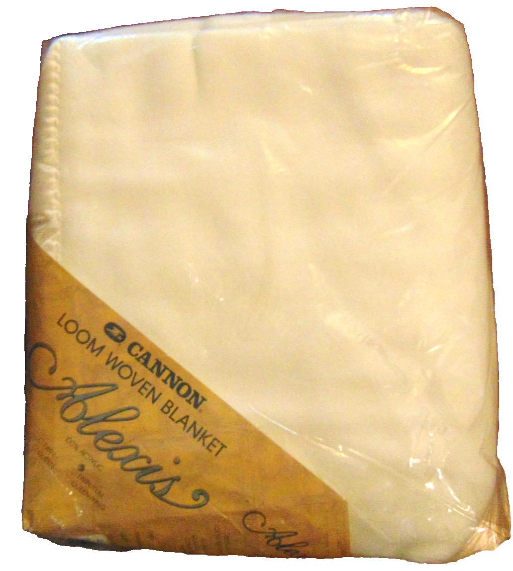 VINTAGE ALEXIS CANNON LOOM WOVEN IVORY WHITE BLANKET BEDROOM TWIN/FULL 72\