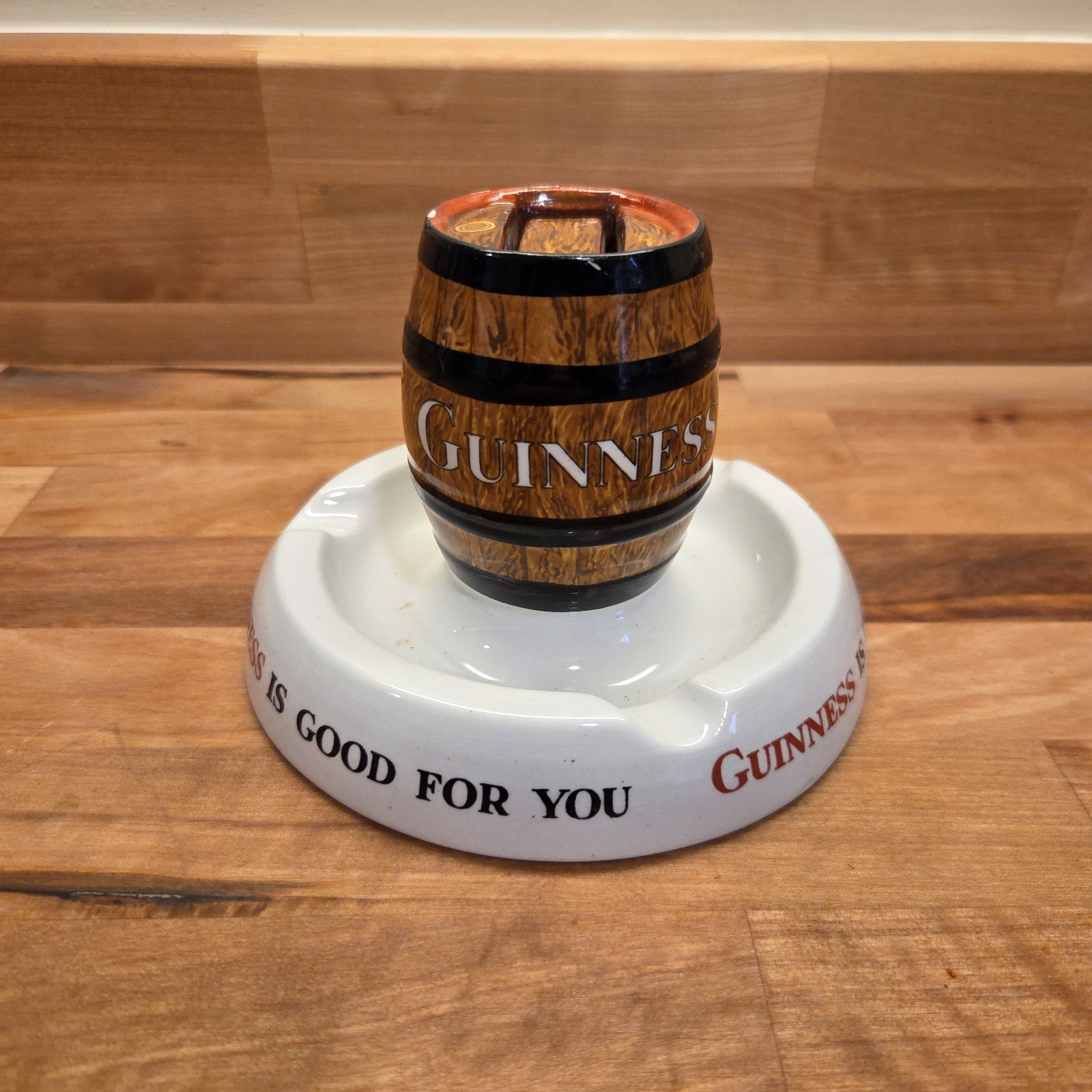 GUINNESS BARREL ASHTRAY VINTAGE BREWERINA BAR DECOR