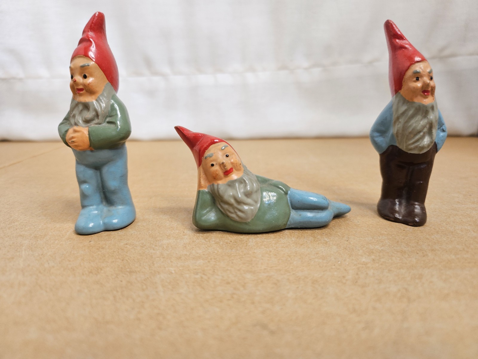 Vintage Miniature Tiny Gnomes Set 3 VGC