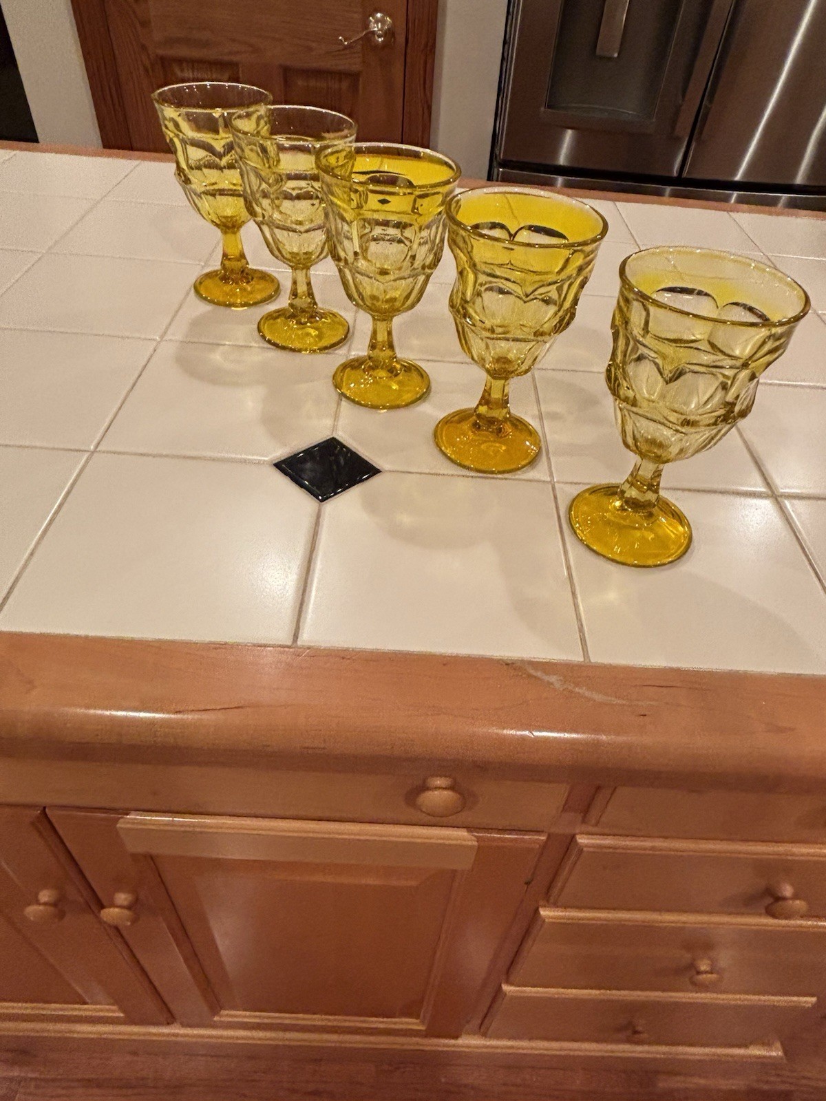 Set Of 5 Vintage Libbey Glass ASHBURTON 10 oz Gold/Amber Goblets Perfect Cond Set Of 5 Vintage Libbey Glass ASHBURTON 10 oz Gold/Amber Goblets Perfect Cond