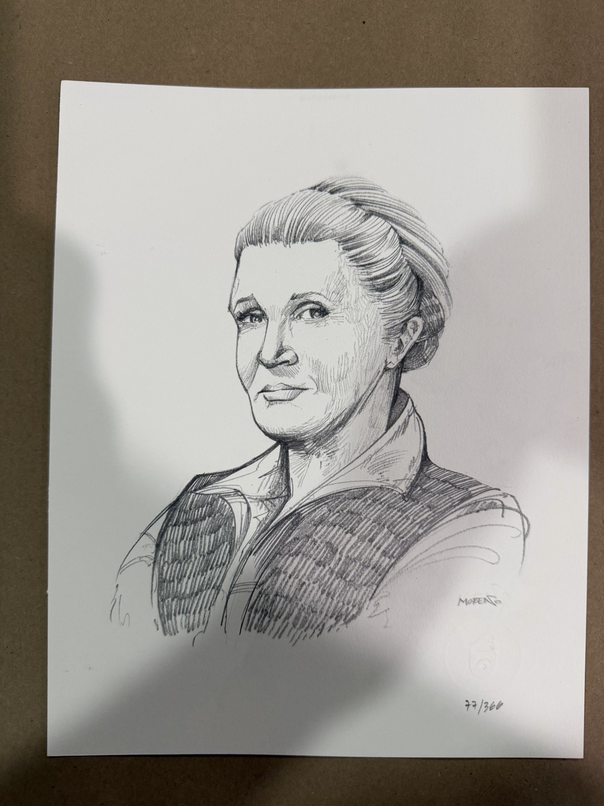 Star Wars Princess Leia Carrie Fisher Original Art Drawing Cesar Moreno 1/1