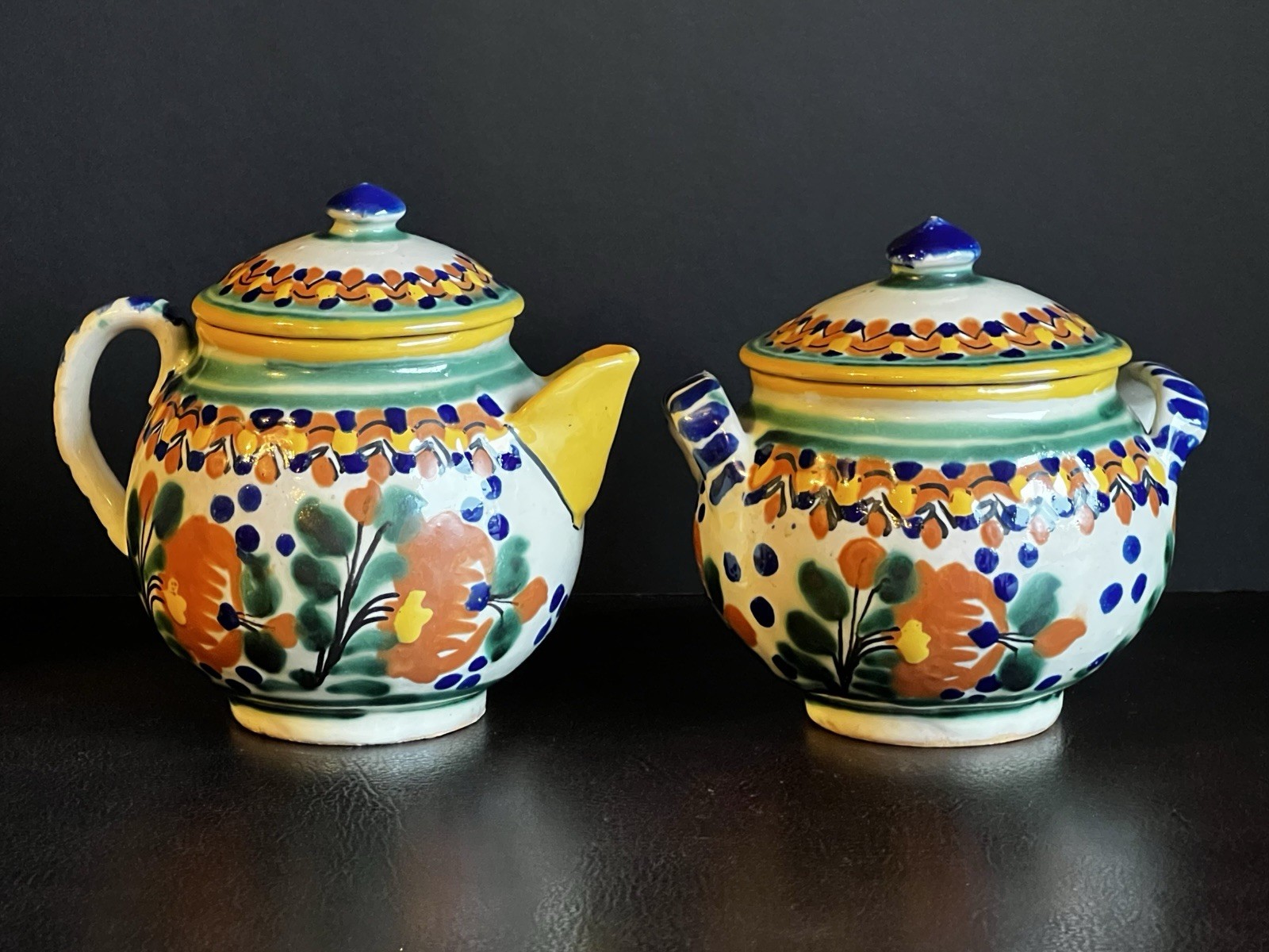 Rare Early Ysauro Uriarte Martinez Signed Puebla Mexican Talavera Tea Set