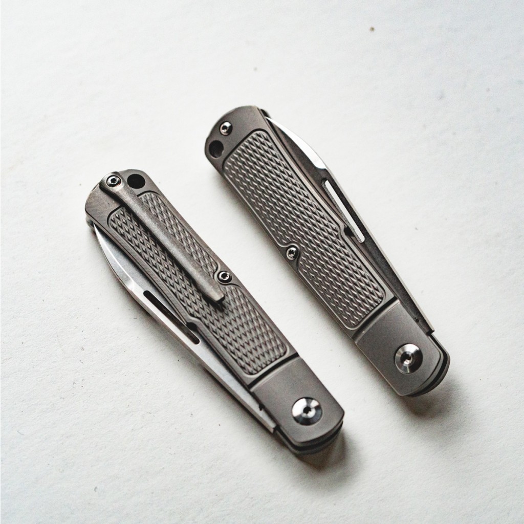 J.E. Made Gunstock Modern Slipjoint Knife - Checkered Ti, S35VN - Discontinued