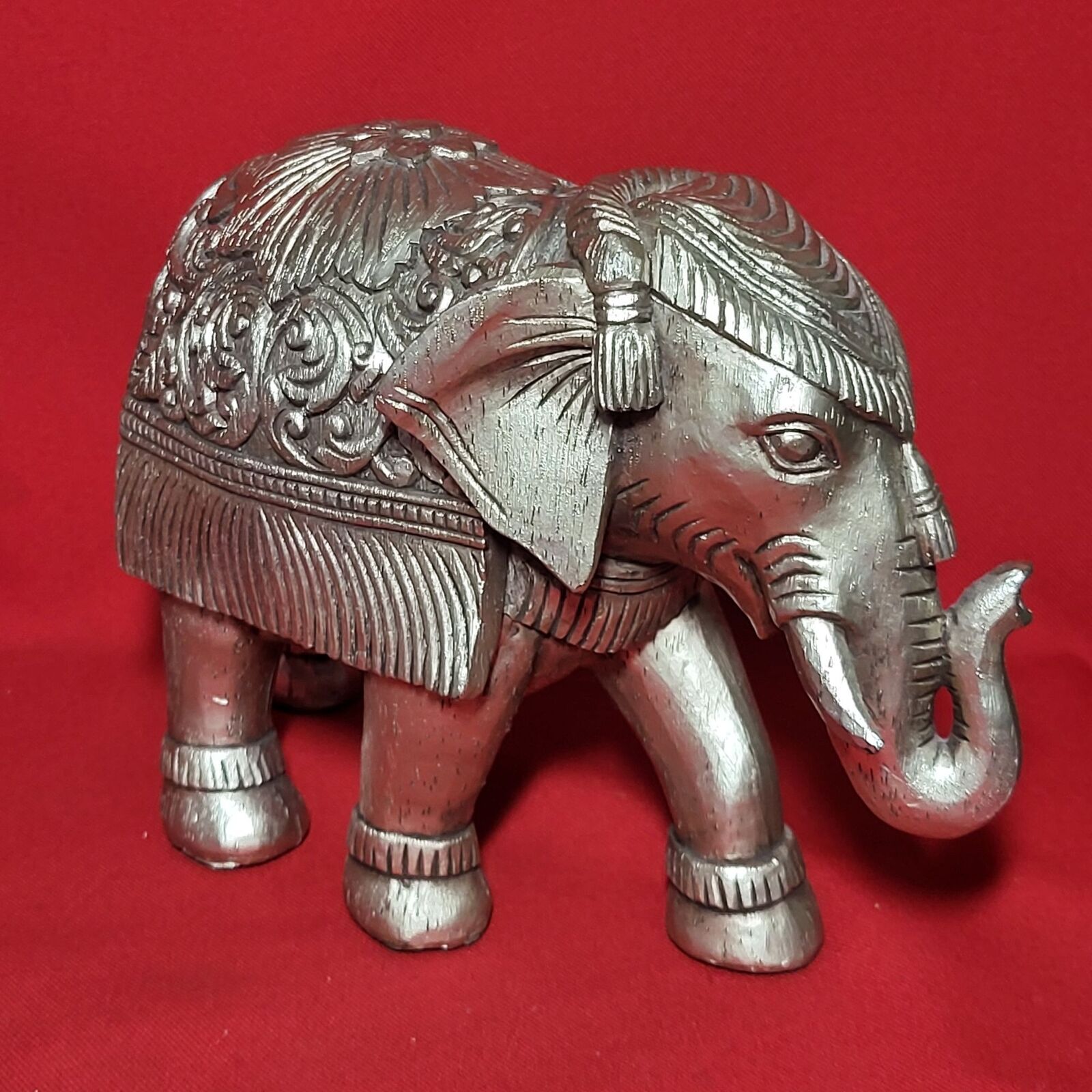 Vintage Silver Tone Elephant Figurine Home Decor
