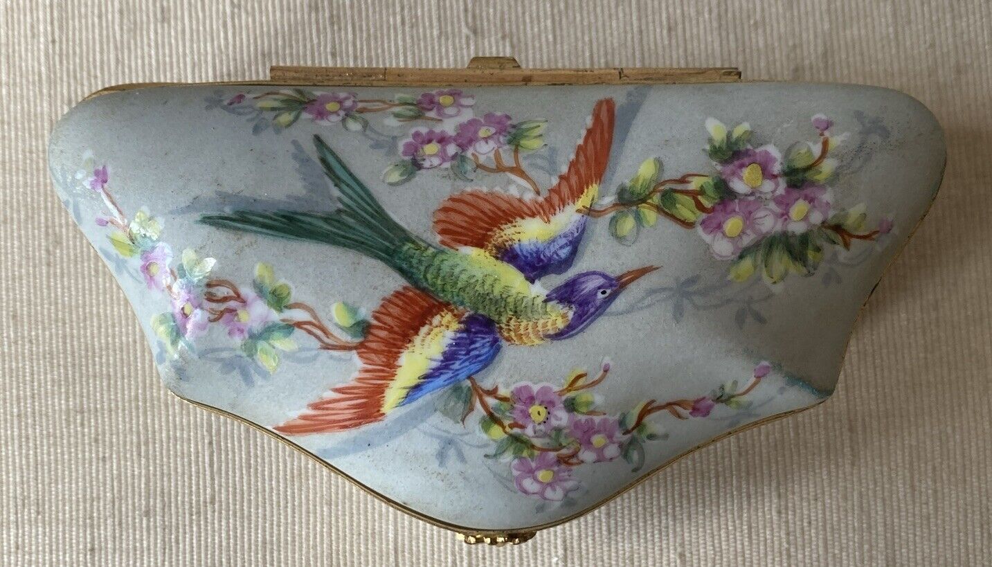 Le Tallec Limoges France Paradise Bird Trinket Box Hand Painted Paris Porcelain