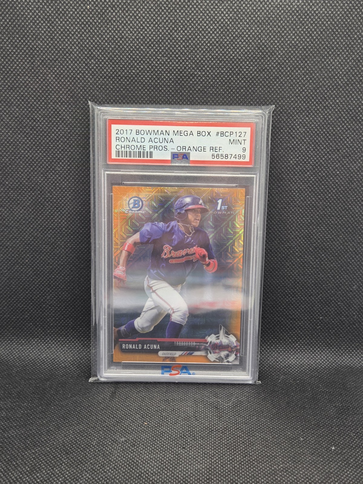 2017 TOPPS BOWMAN CHROME MB PROSPECTS ORANGE REFRACTOR RONALD ACUNA PSA 9