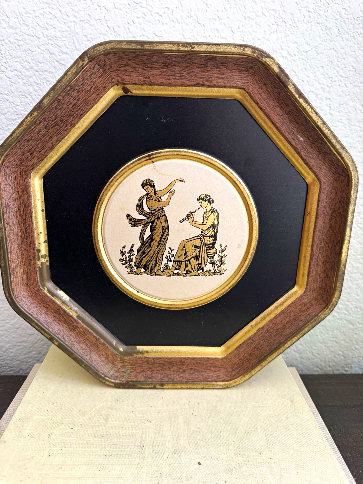 Vintage Guildcraft Octagonal Greco-Roman Double-Sided Metal Tin – 1960s/70s