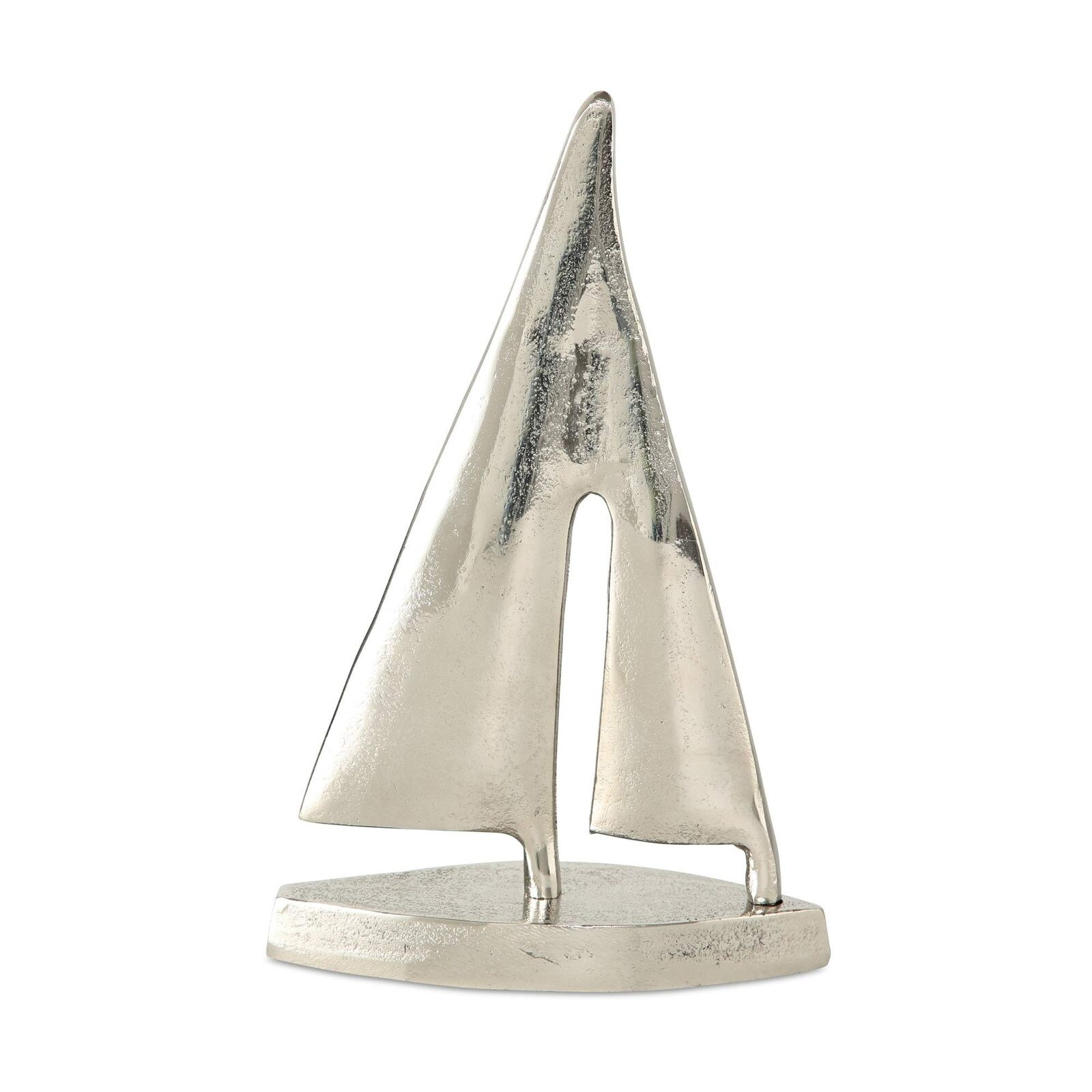 WHW Whole House Worlds Silver Spinnaker Sail Boat Sculpture, Polished Aluminu...