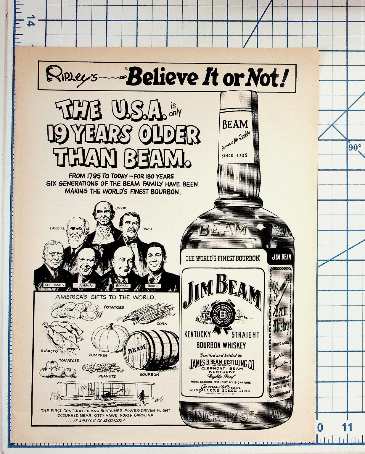 1975 Jim Beam Bourbon Whiskey Ripley\'s Believe It or Not Vintage Ad Print