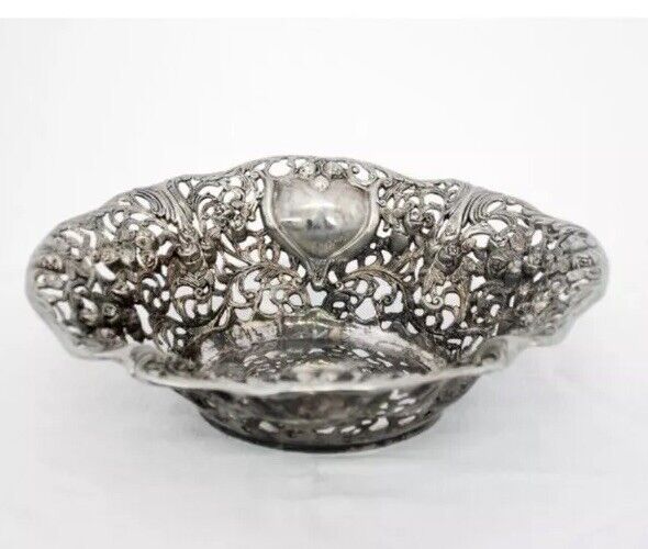 Vtg Godinger Silver Art  Company Ornate Bowl Floral 12” Filigree Large Repousse