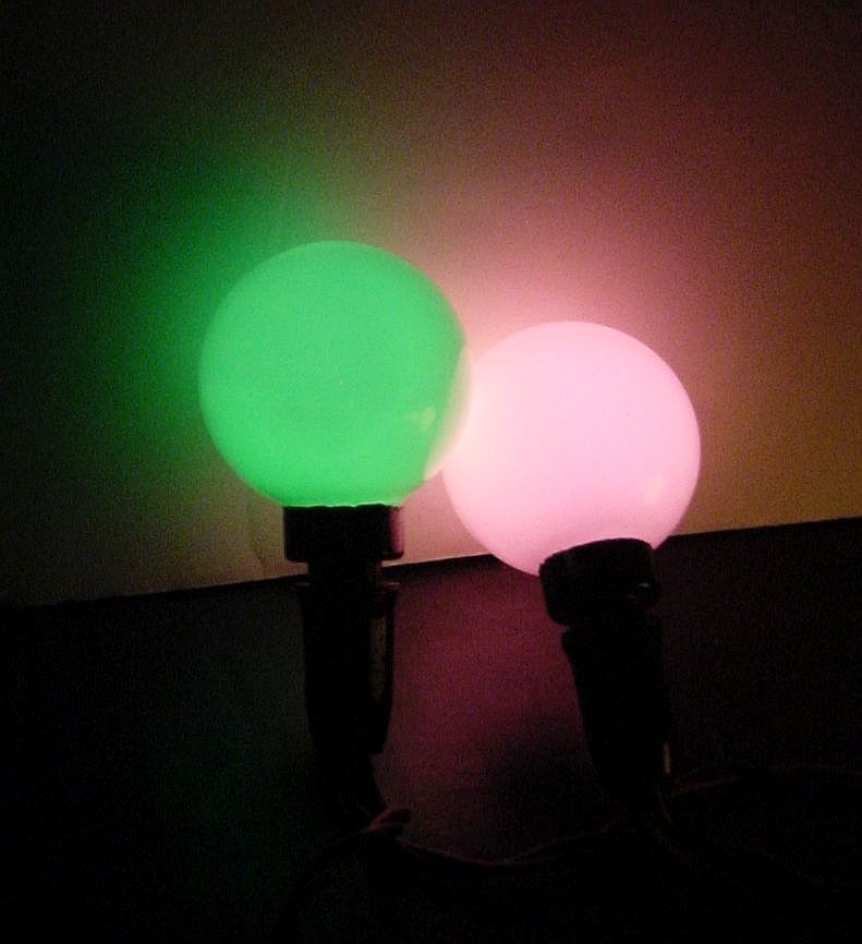 Vtg Sylvania Fluorescent Christmas Lights 1940s Bulbs GREEN+ORCHID C7 Bases