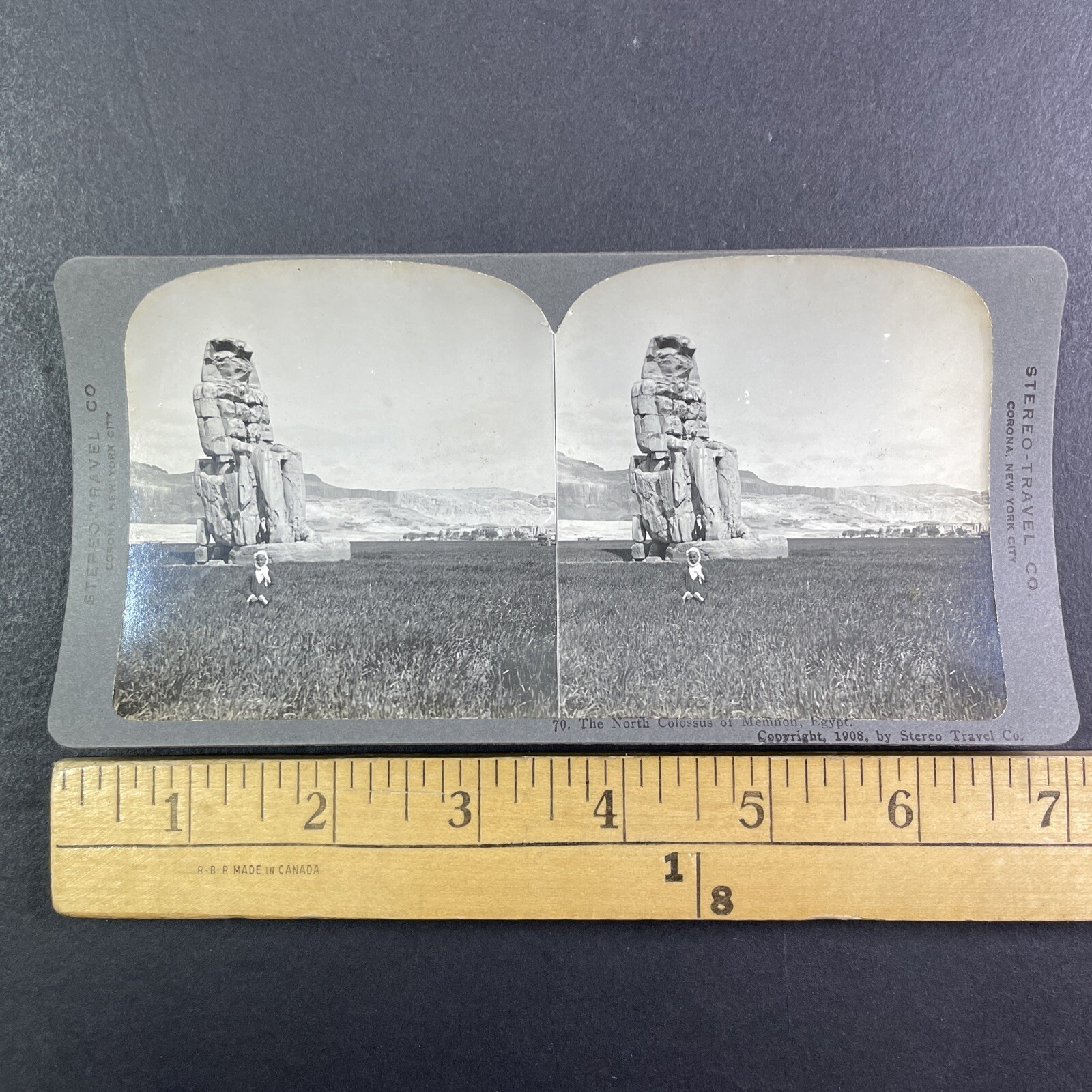 Colossi of Memnon Stereoview Stereo-Travel Co. 1908 Egypt Antique