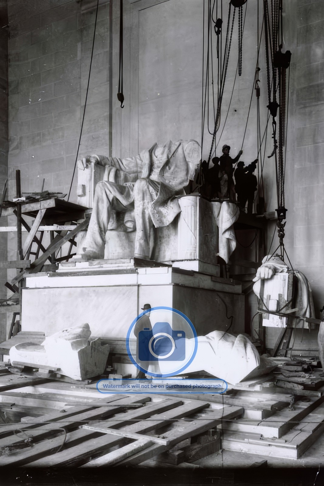 ABRAHAM LINCOLN MEMORIAL STATUE BEING CONSTRUCTED 1920 D.C. 4X6 POSTCARD PHOTO