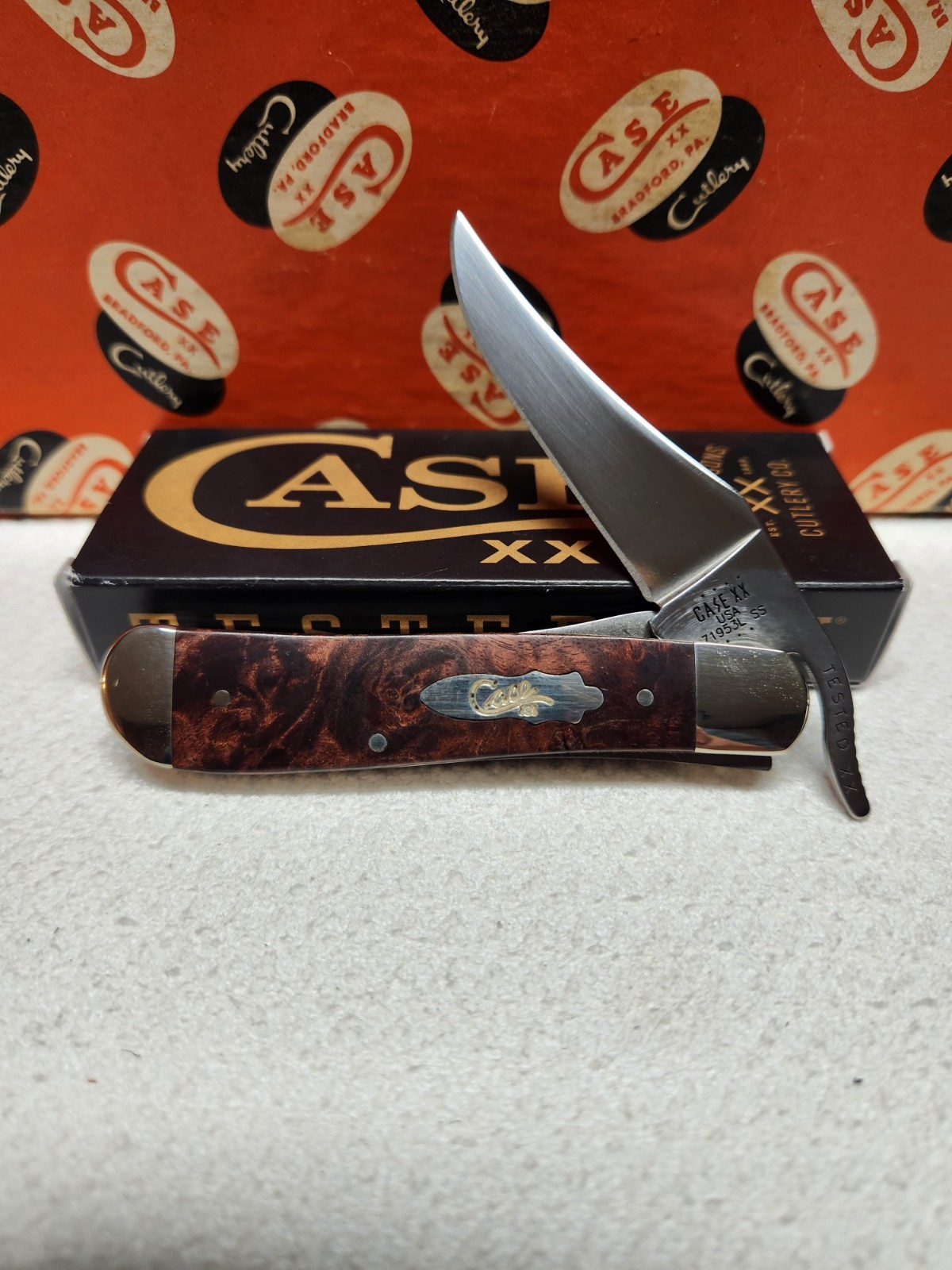 2022 Case Xx Russlock Brown Maple Burl Wood 